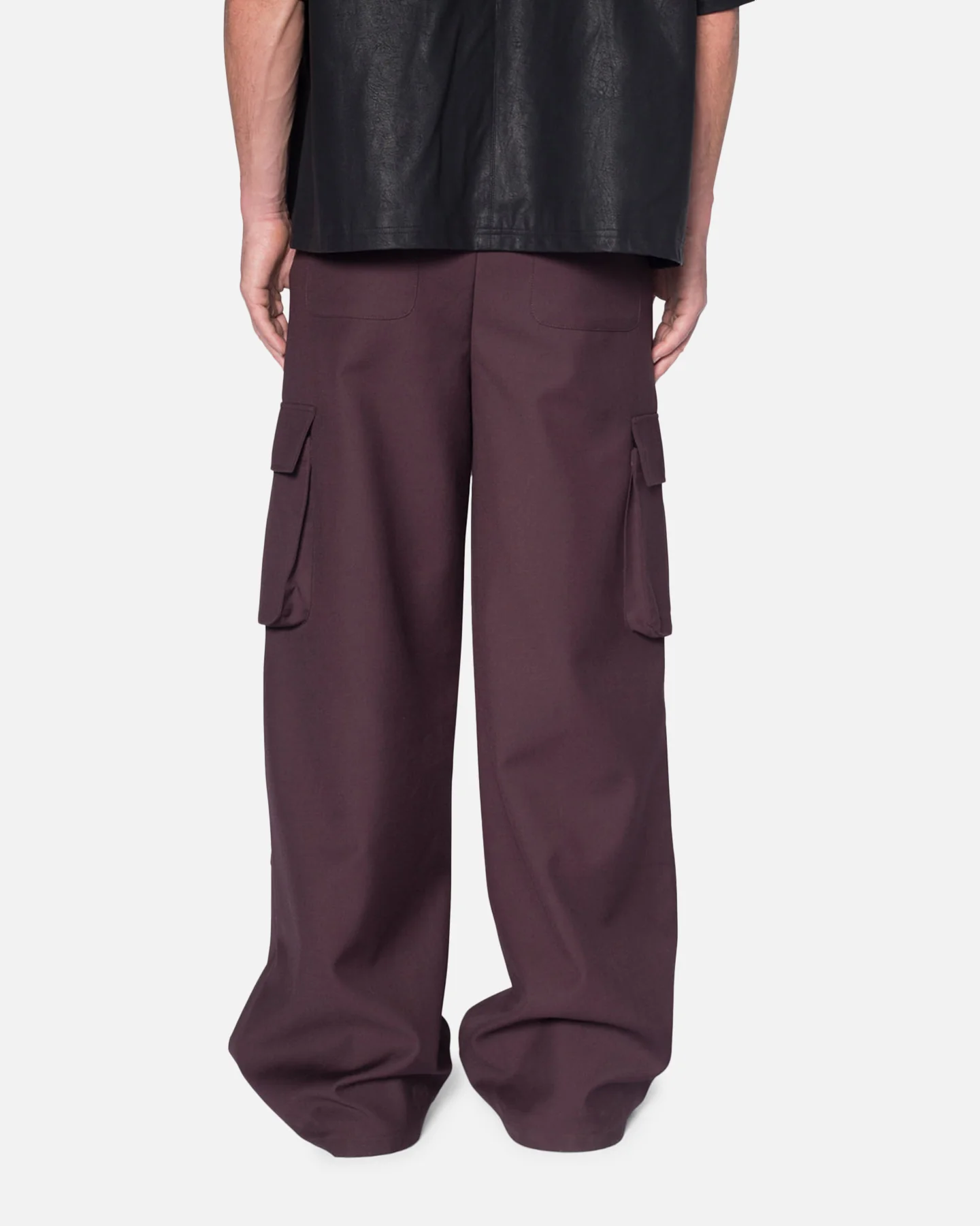 MNML Baggy Cargo Trouser Pants Burgundy - Image 4