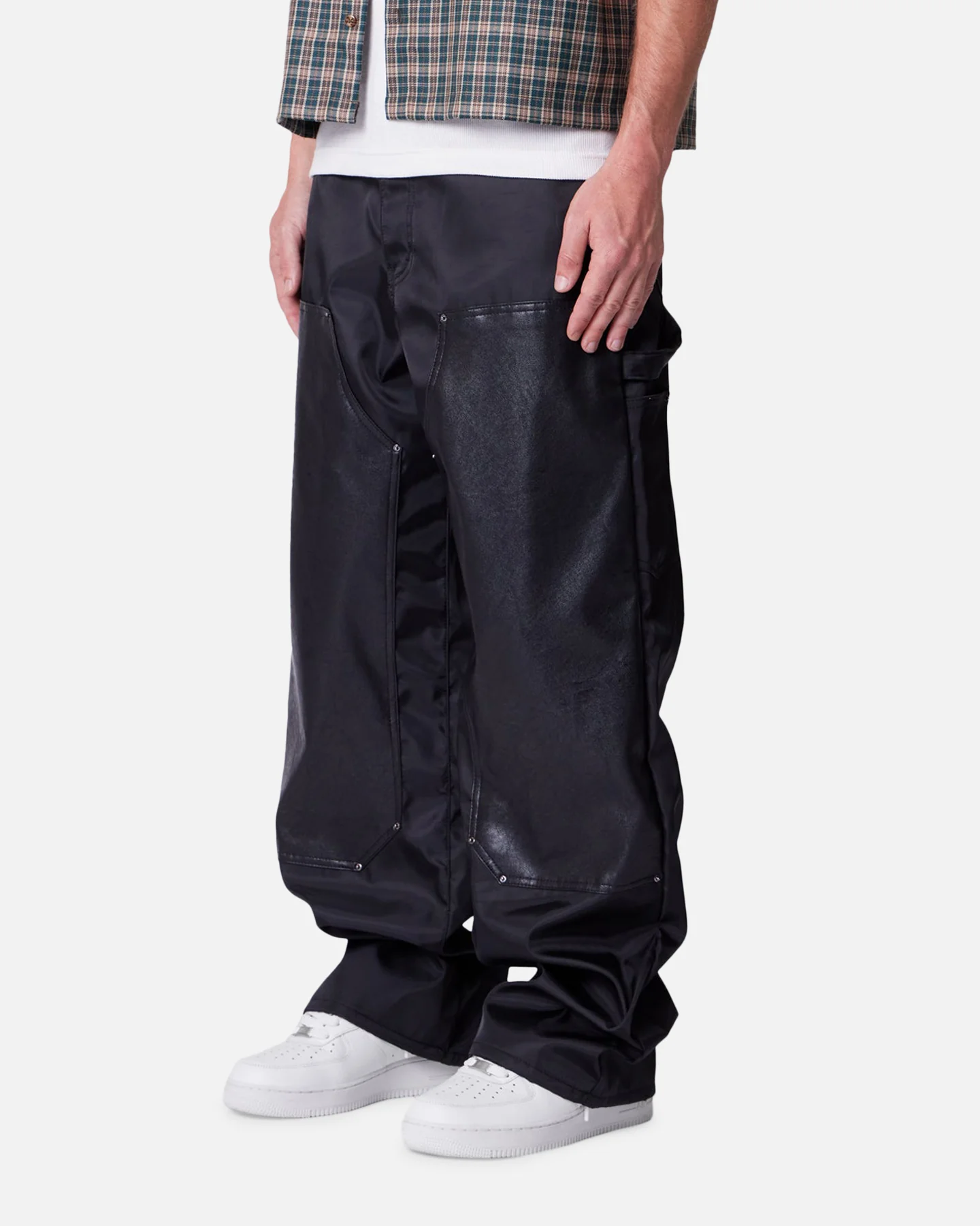 MNML Baggy Nylon Double Knee Pants Black - Image 2
