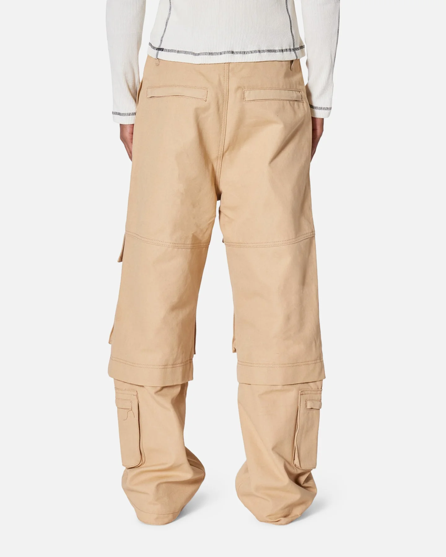MNML Baggy Slanted Cargo Pants Khaki - Image 4