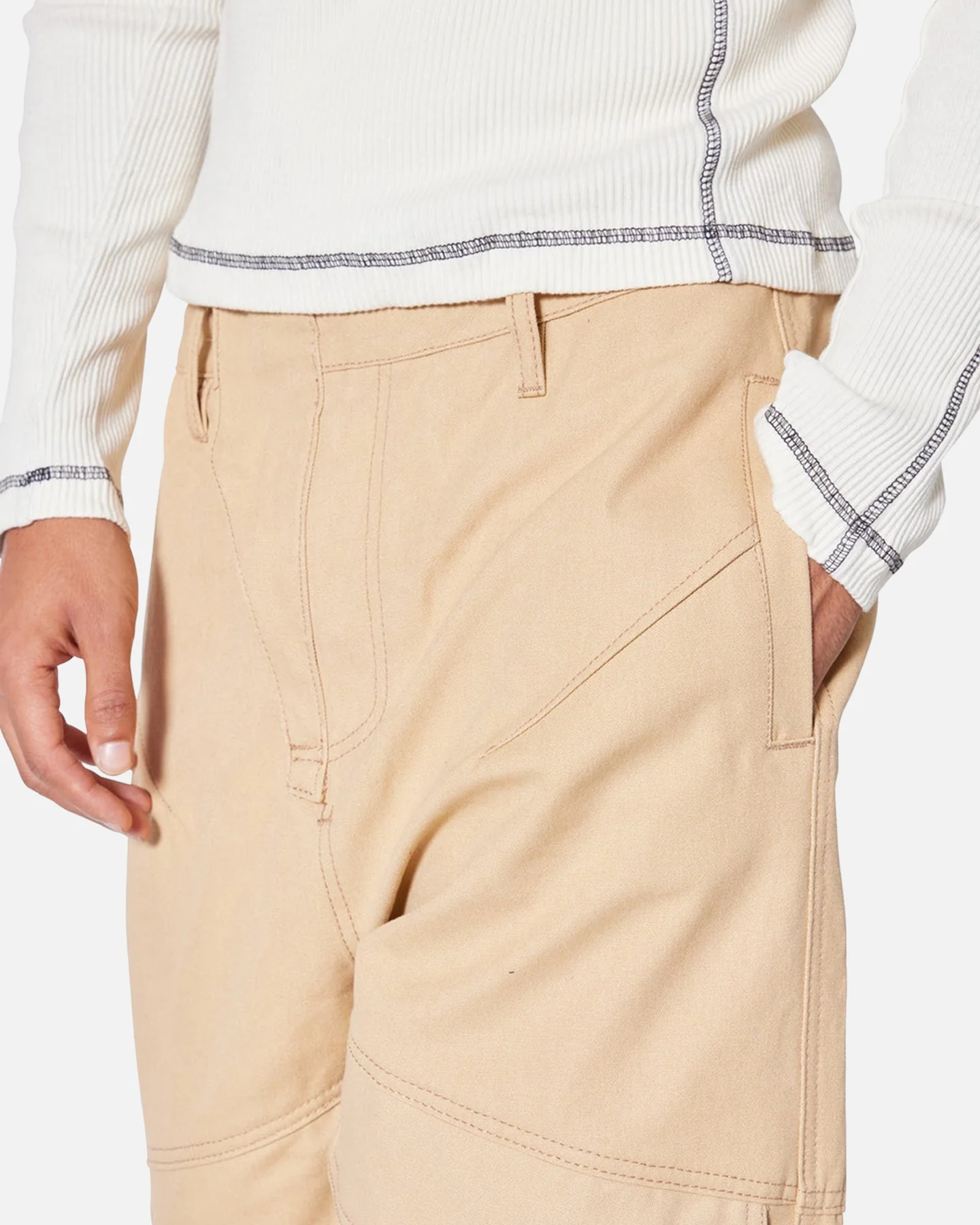 MNML Baggy Slanted Cargo Pants Khaki - Image 5