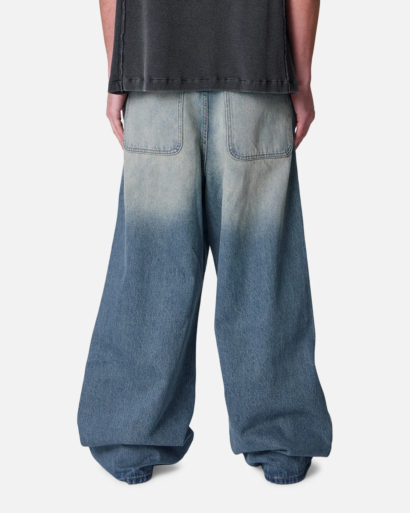 MNML Baggy Washed Rave Denim Jeans Medium Blue - Image 4