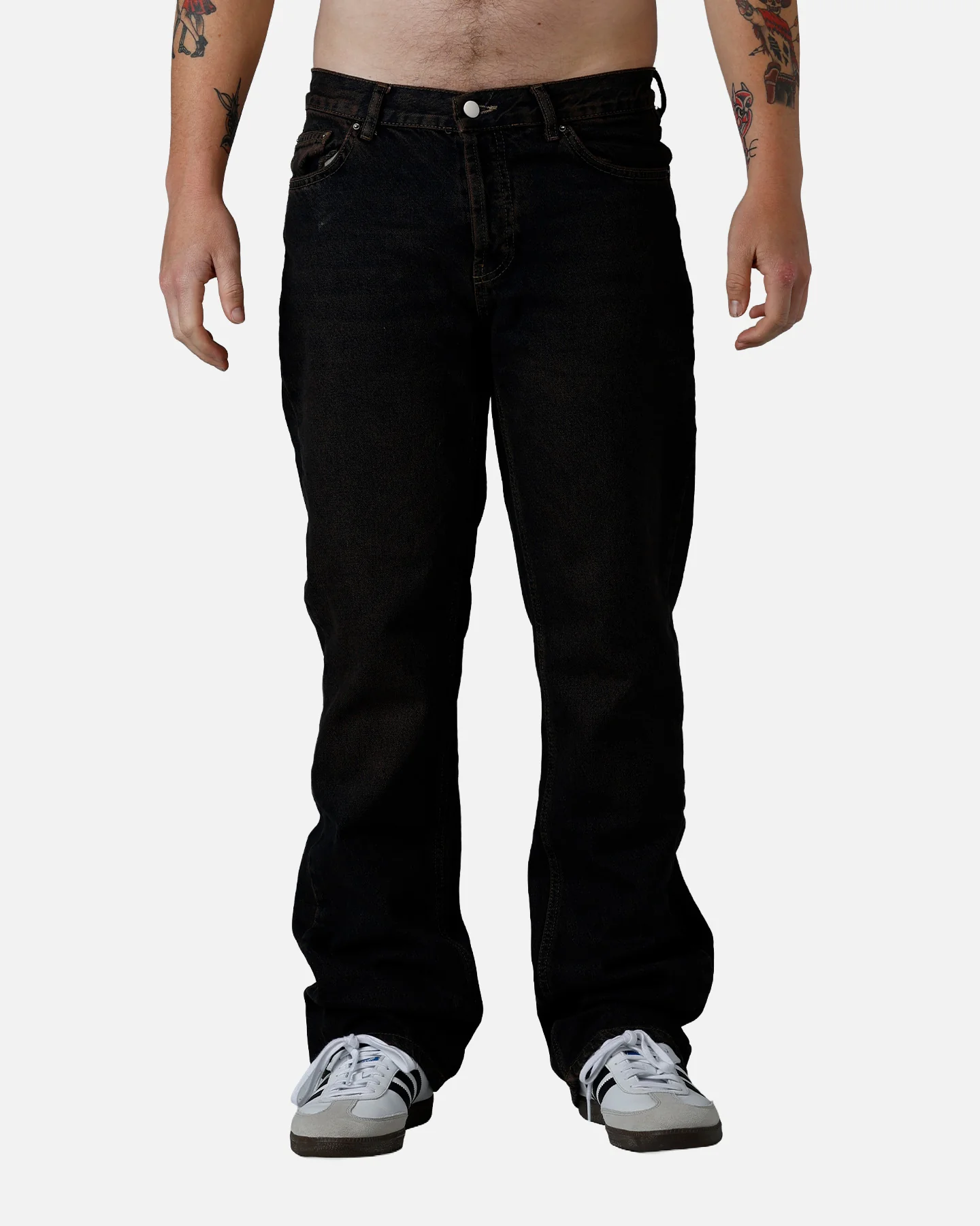 MNML Bootcut Denim Jeans Washed Brown - Image 6