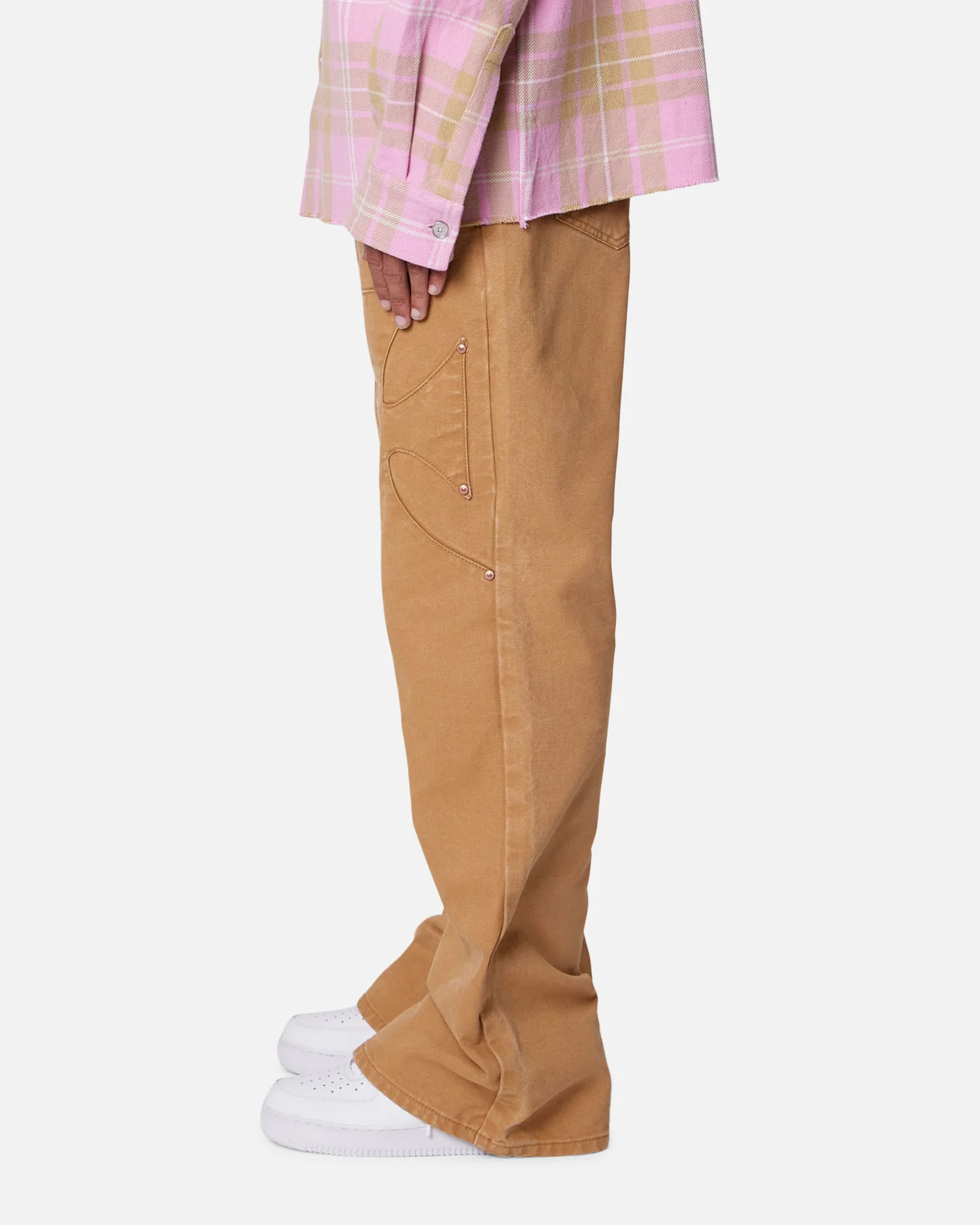 MNML Bootcut Iron Cross Jeans Tan - Image 3