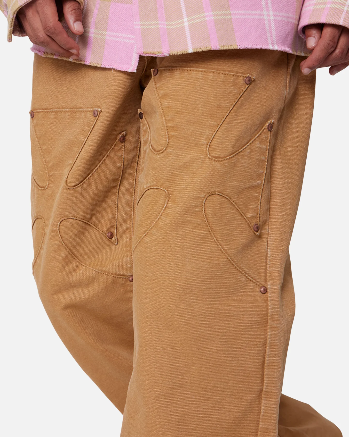 MNML Bootcut Iron Cross Jeans Tan - Image 5