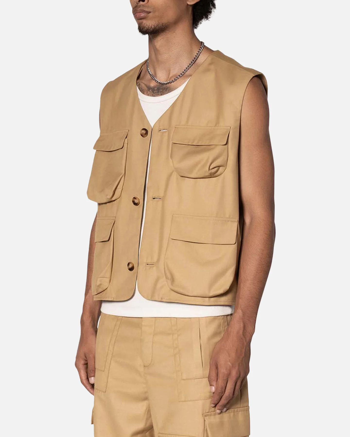 MNML Bounded Gabardine Vest Tan - Image 2