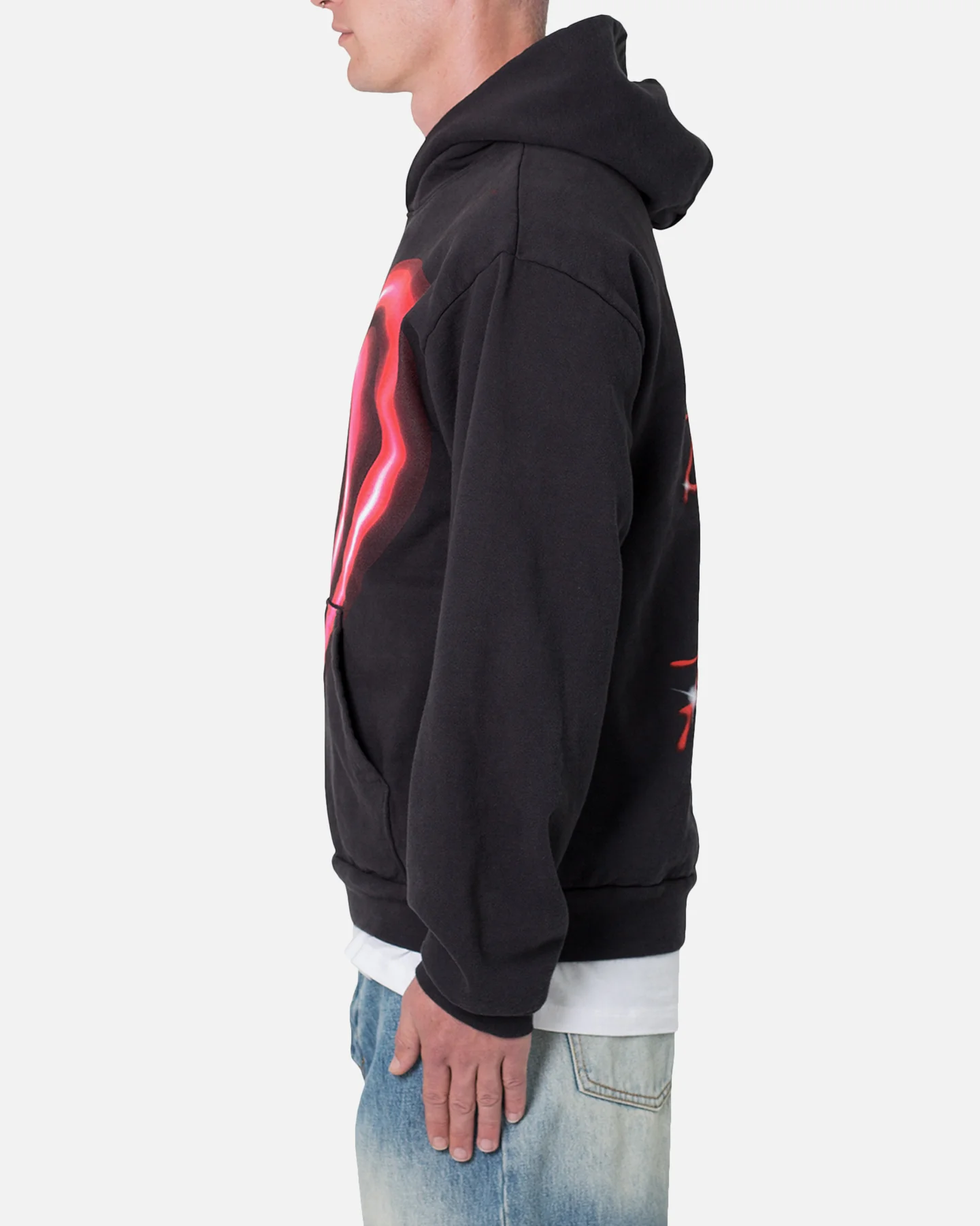 MNML Broken Heart Hoodie Off Black - Image 3