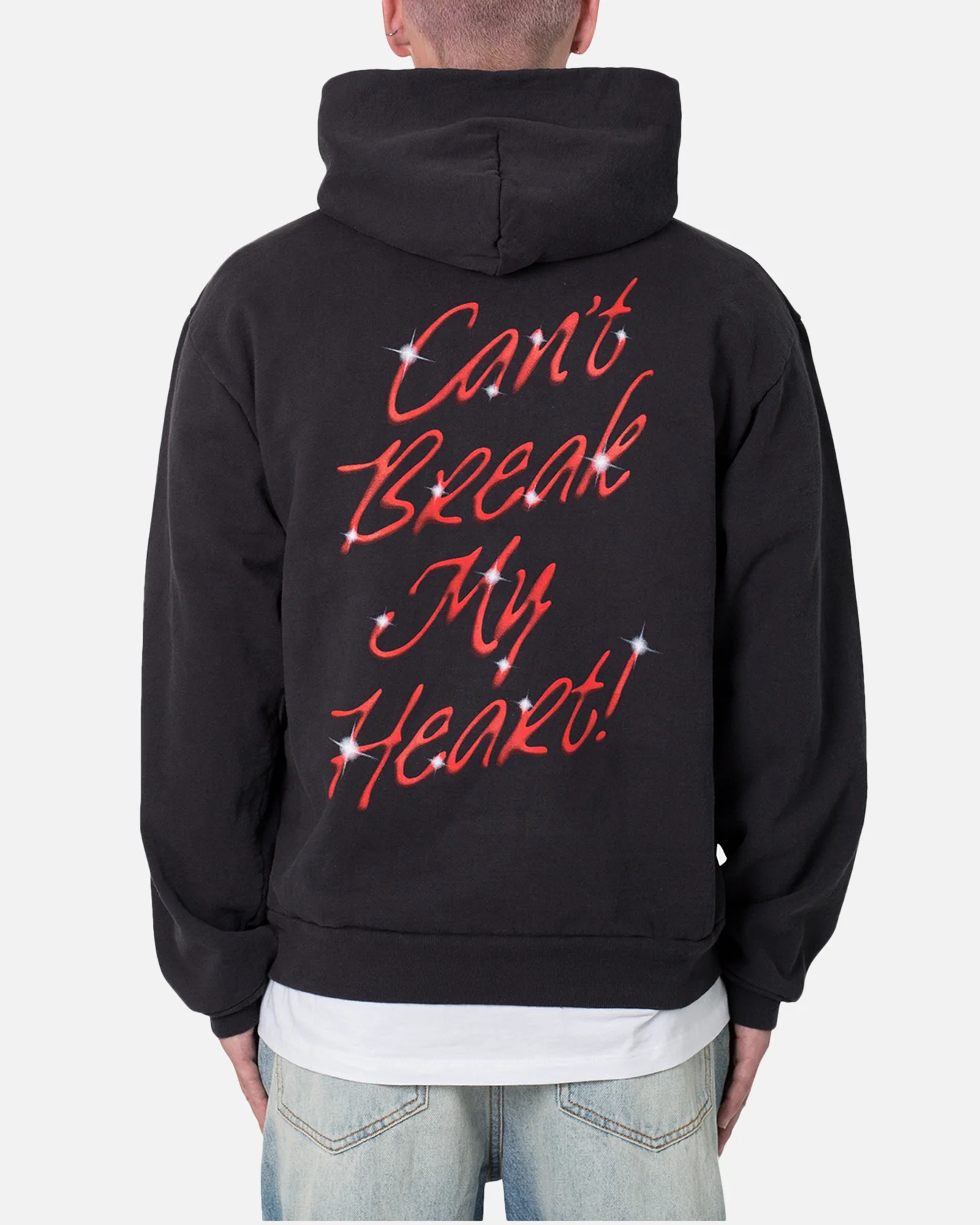 MNML Broken Heart Hoodie Off Black - Image 4