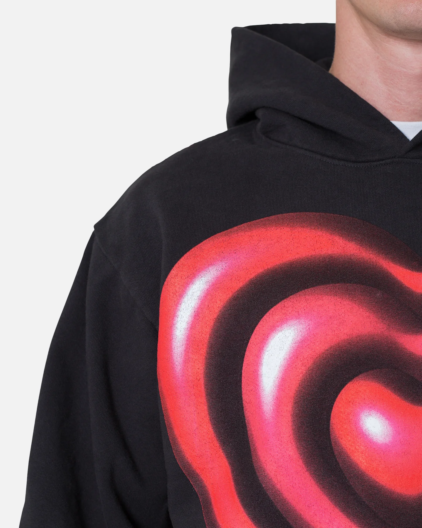 MNML Broken Heart Hoodie Off Black - Image 5