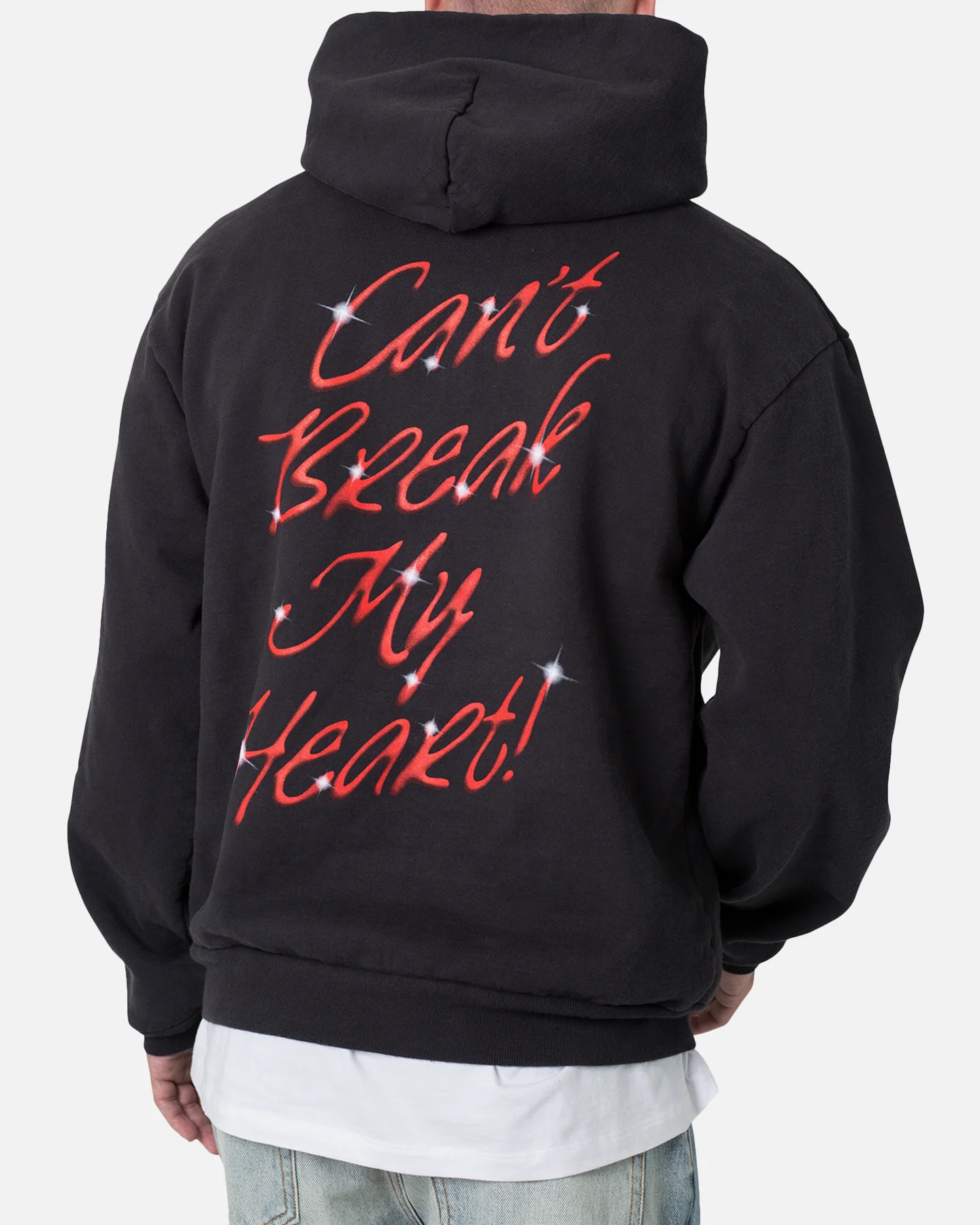 MNML Broken Heart Hoodie Off Black - Image 6