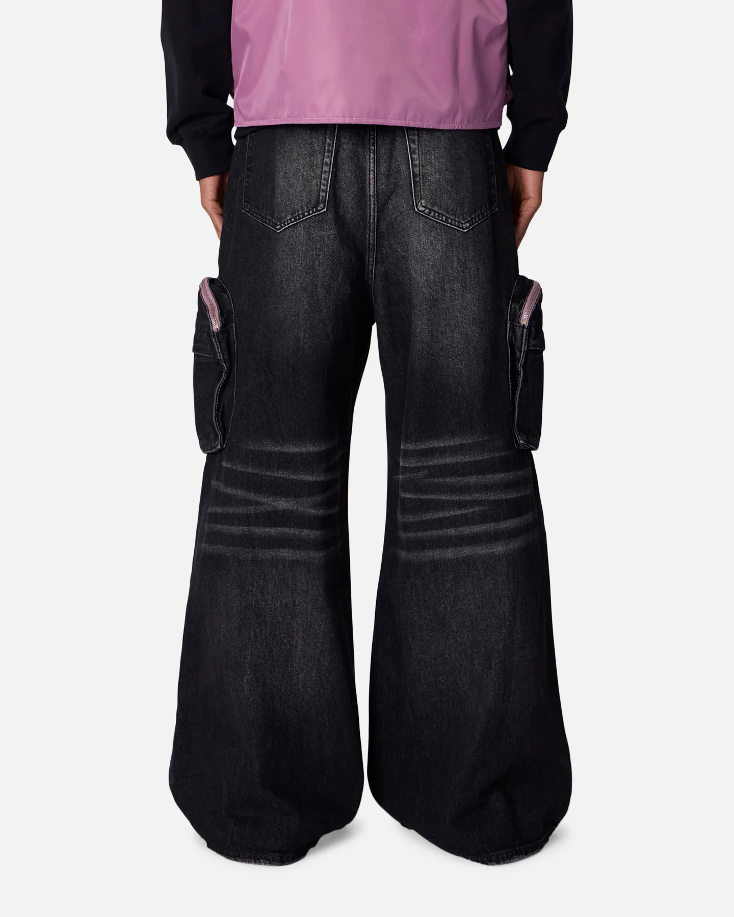 MNML C23 Rave Double Cargo Denim Pants Washed Black - Image 4