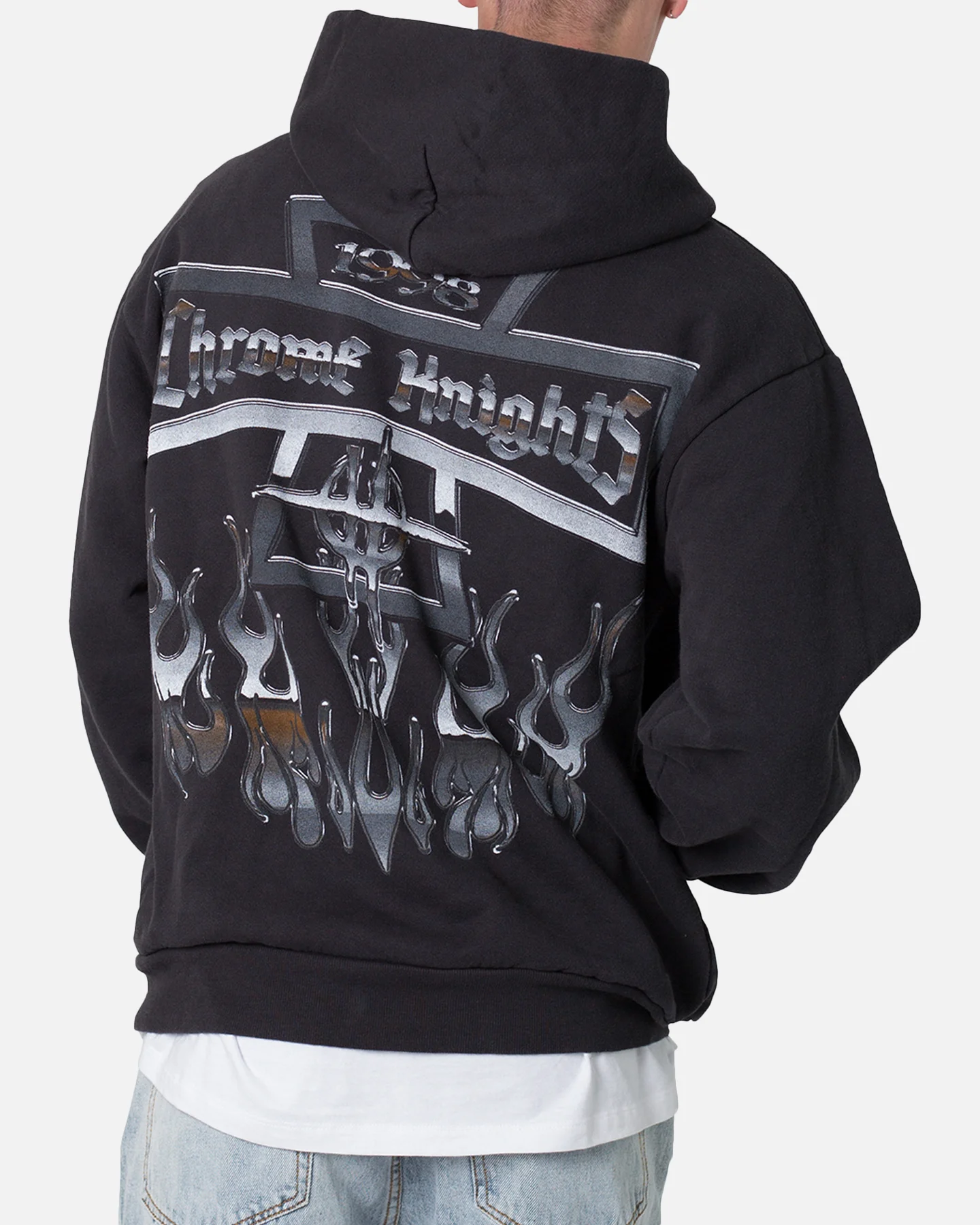 MNML Chrome Knights Hoodie Off Black - Image 5