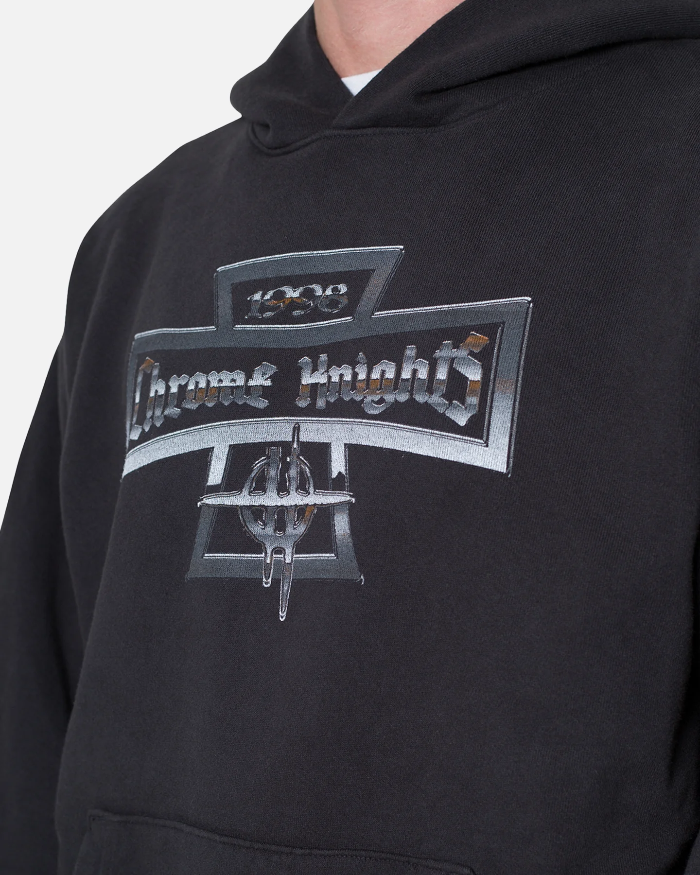 MNML Chrome Knights Hoodie Off Black - Image 6