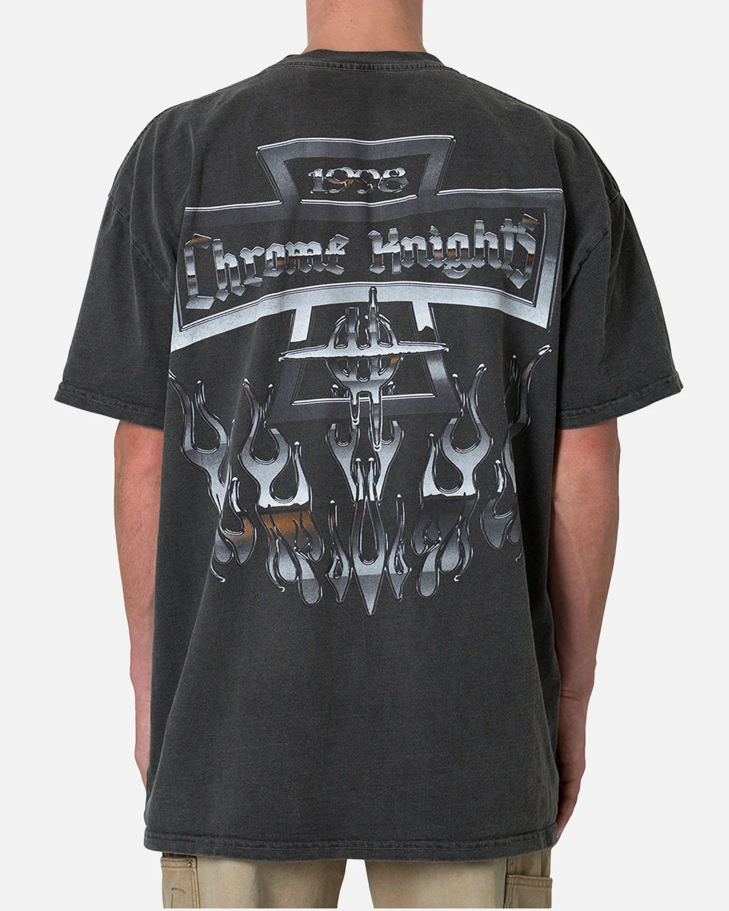 MNML Chrome Knights T-Shirt Washed Black - Image 4