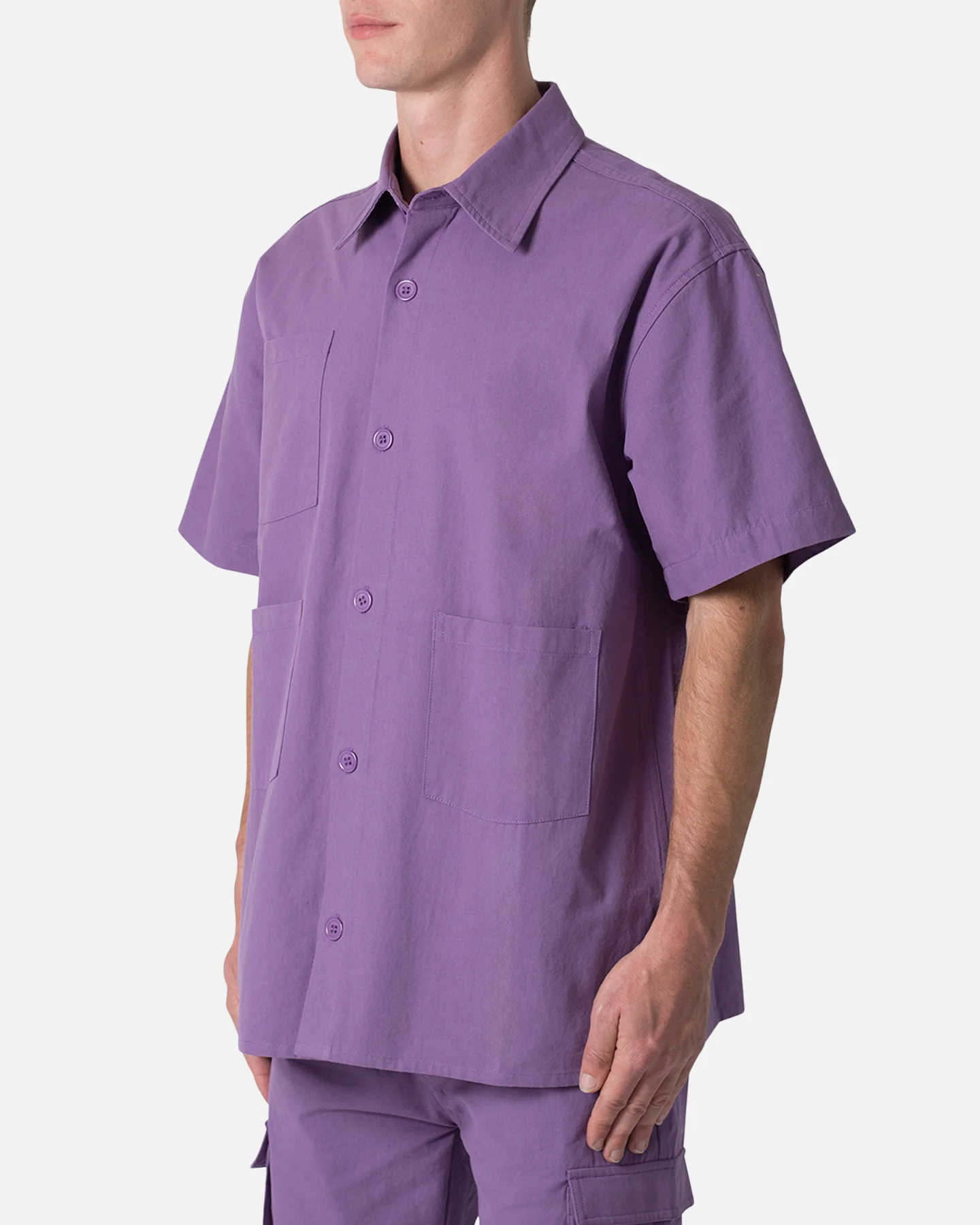 MNML Collared Button Up Shirt Purple - Image 2
