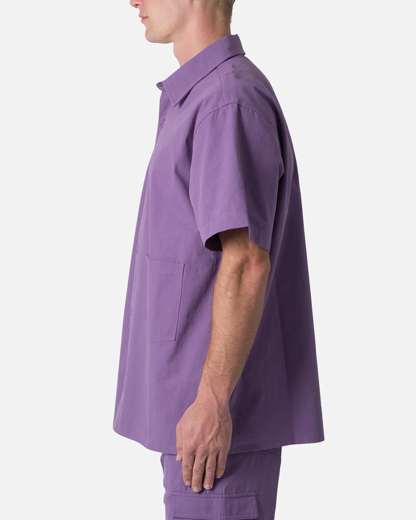 MNML Collared Button Up Shirt Purple - Image 3