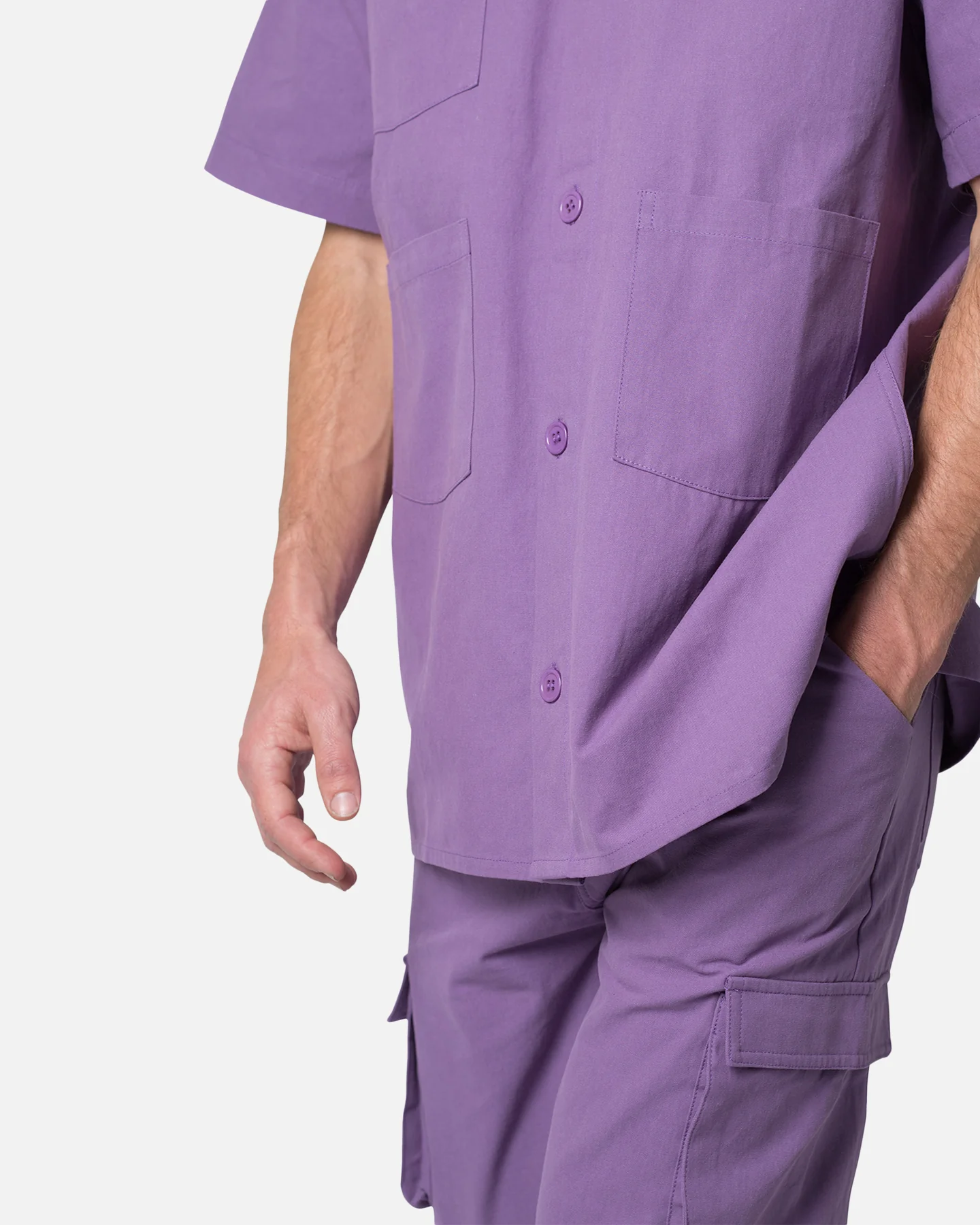 MNML Collared Button Up Shirt Purple - Image 6