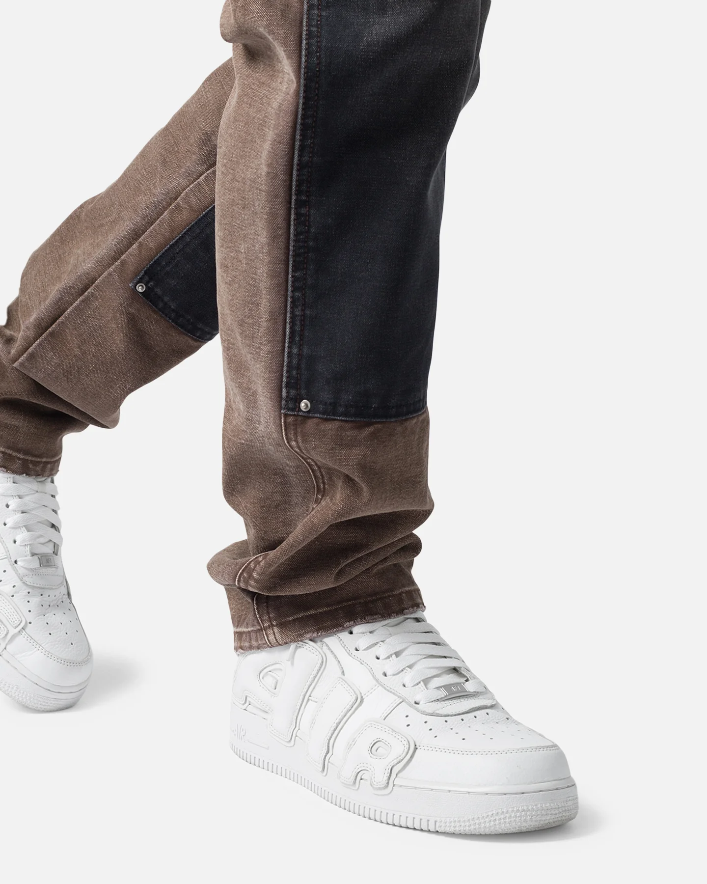 MNML Contrast Double Knee Denim Jeans Brown - Image 6