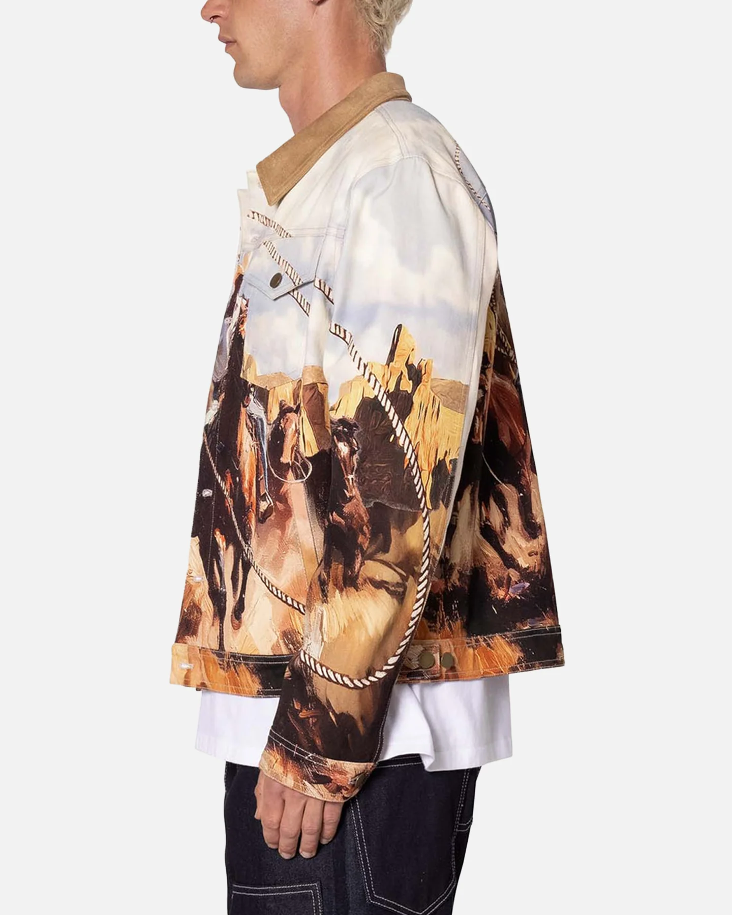 MNML Cowboy Print Trucker Jacket Multi - Image 3