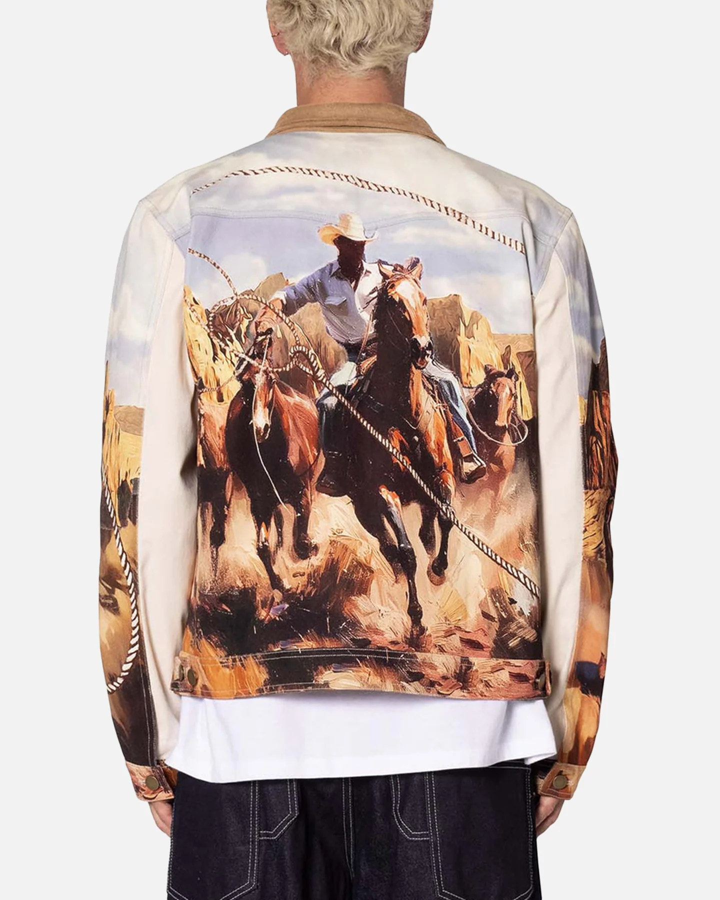MNML Cowboy Print Trucker Jacket Multi - Image 4