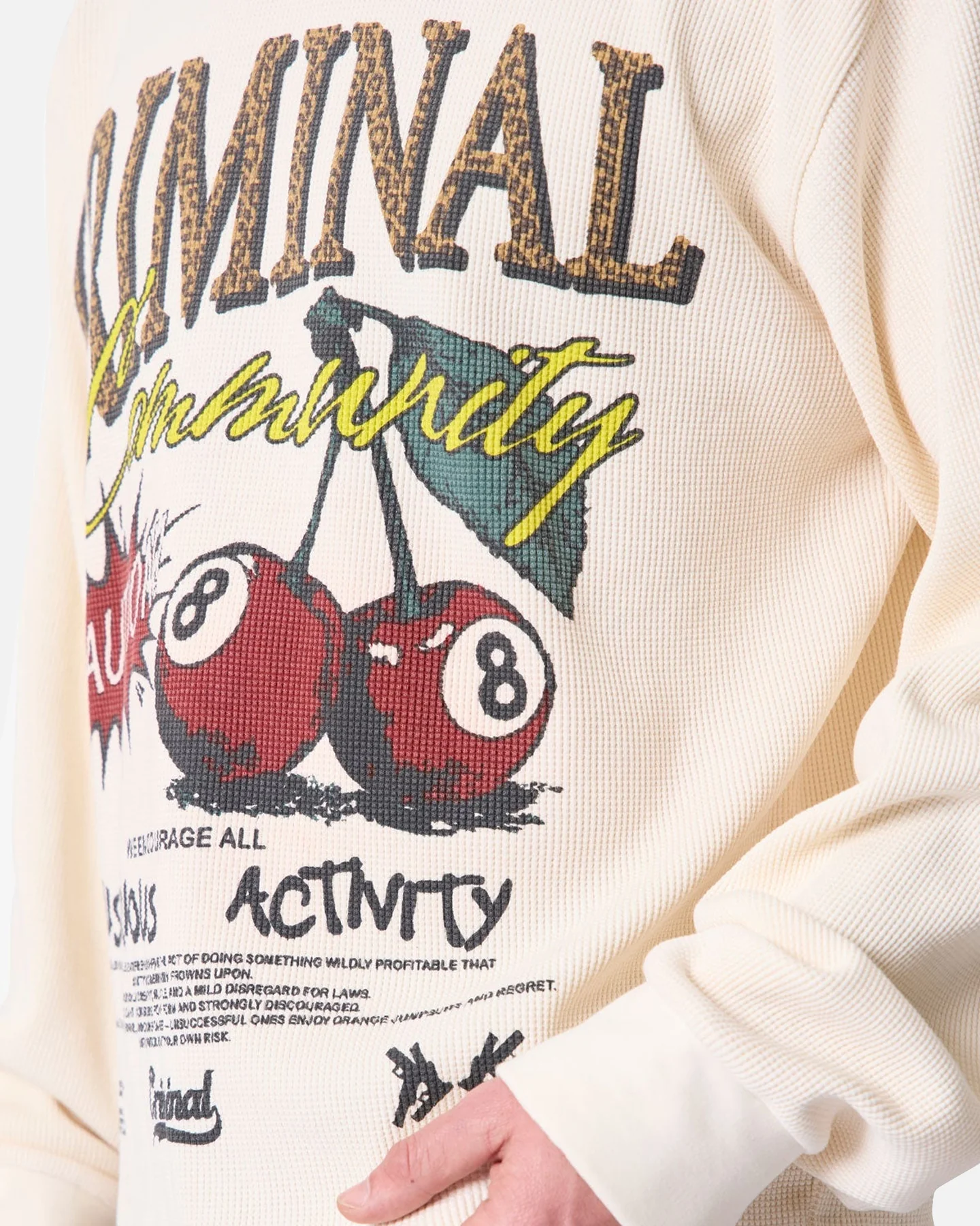 MNML Criminal Long Sleeve Thermal Shirt White - Image 6