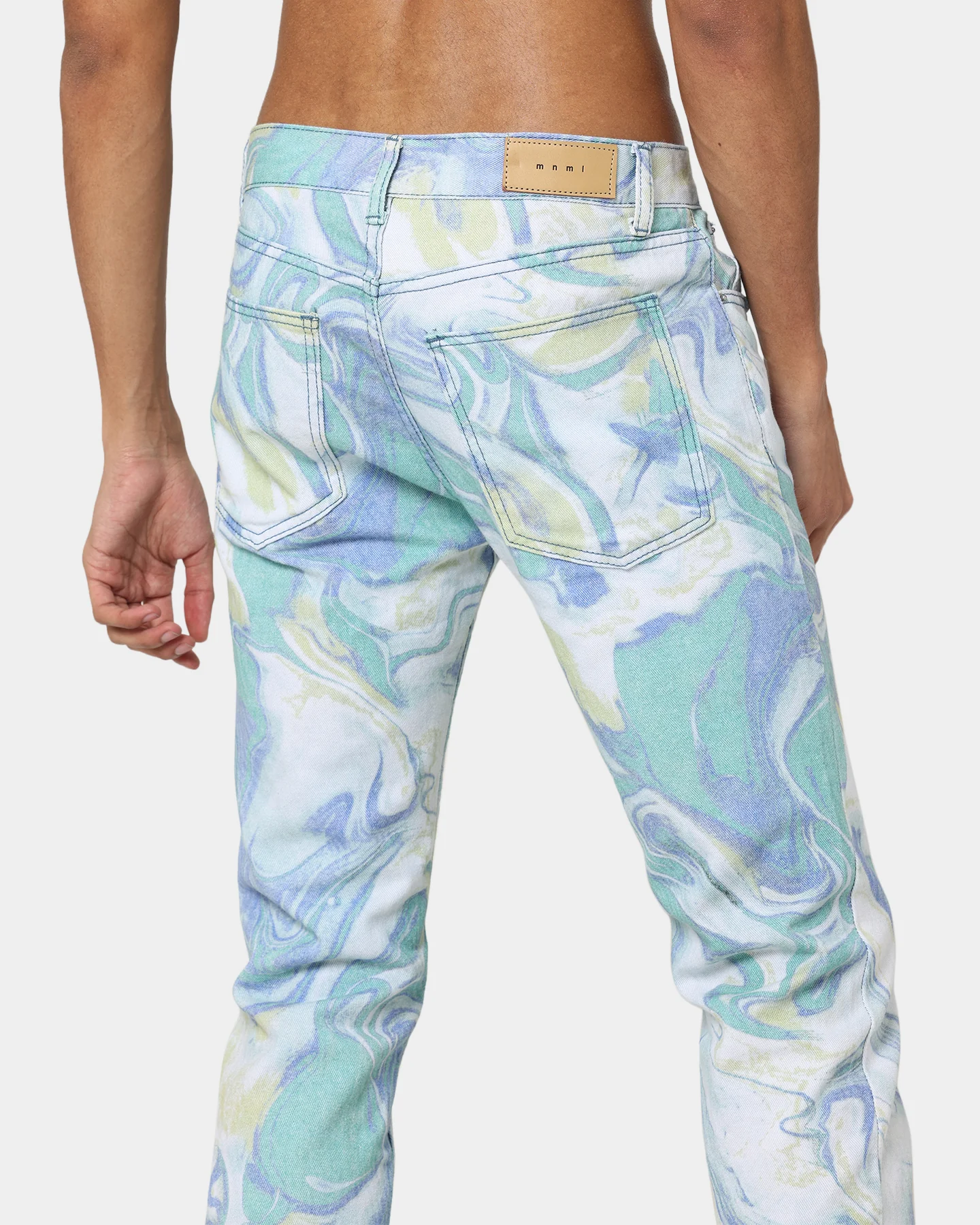 MNML D433 Spill Denim Jeans Blue/White - Image 8