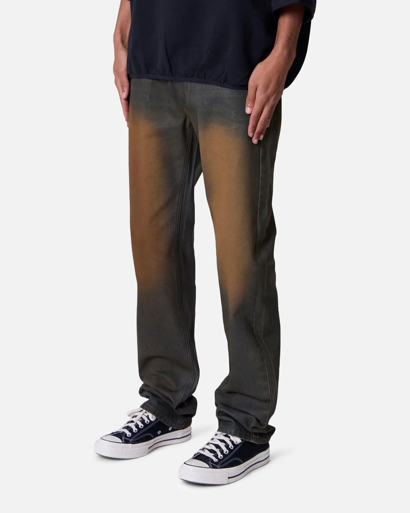 MNML D732 Rust Wash Denim Jeans Black/Brown - Image 2