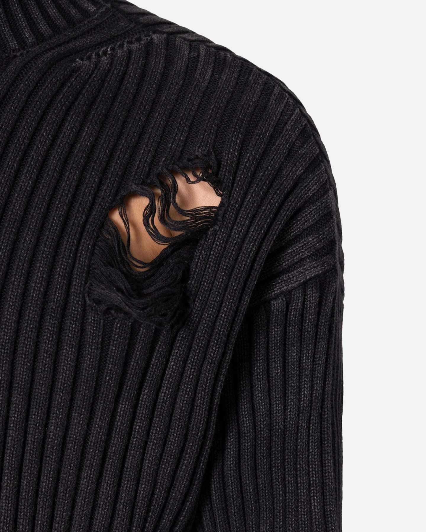 MNML Distressed Crop Knit Sweater Black - Image 5