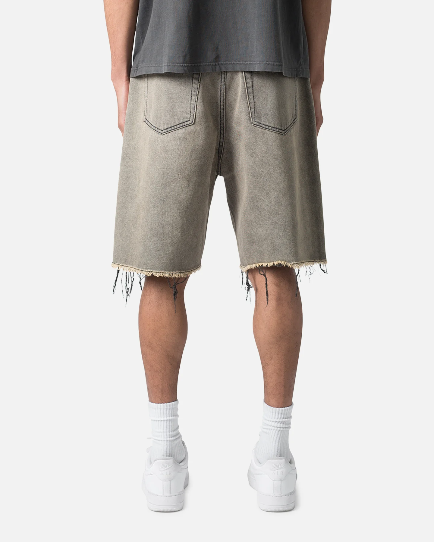 MNML Distressed Mineral Denim Shorts Brown - Image 4