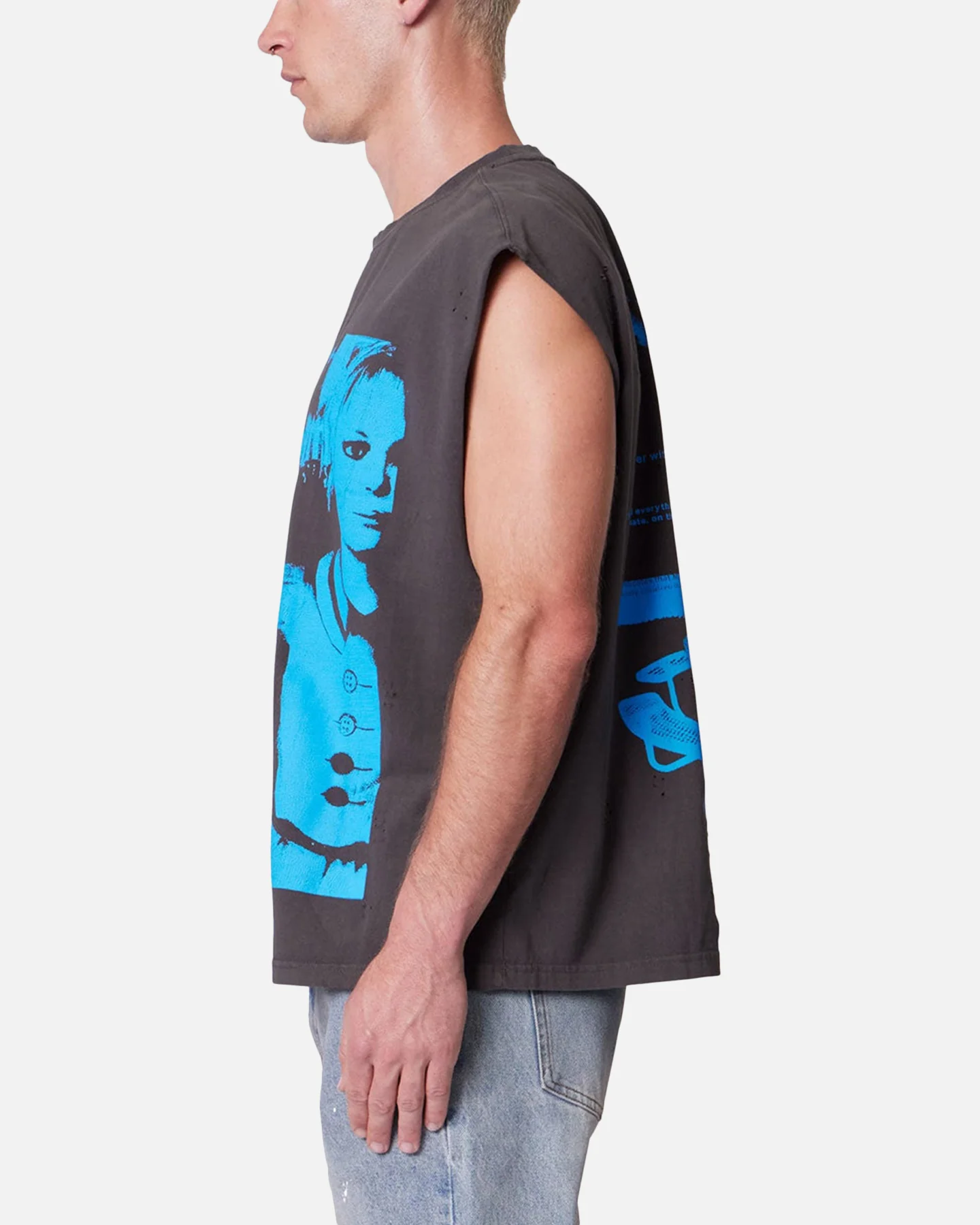 MNML Distressed Sleeveless Tank Washed Black - Image 3