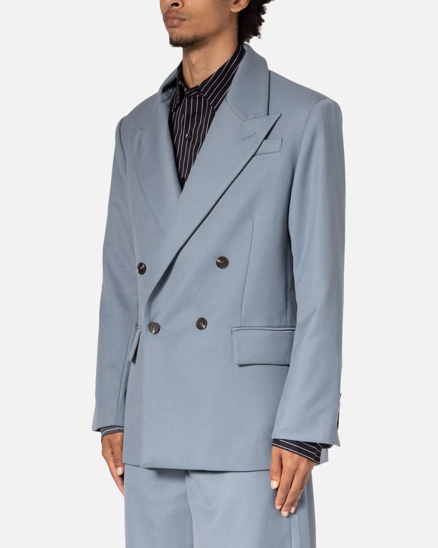 MNML Double Breasted Suit Jacket Teal - Image 2