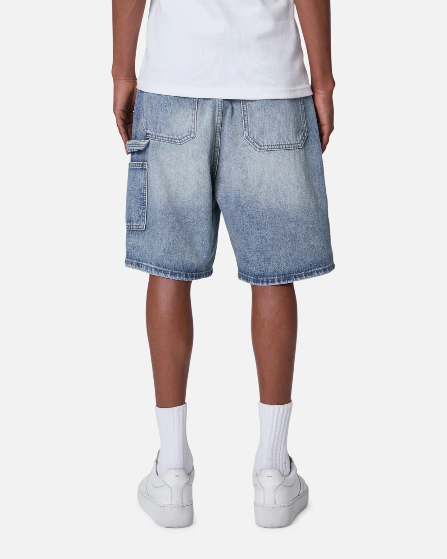 MNML Double Western Jewel Denim Shorts Blue - Image 4