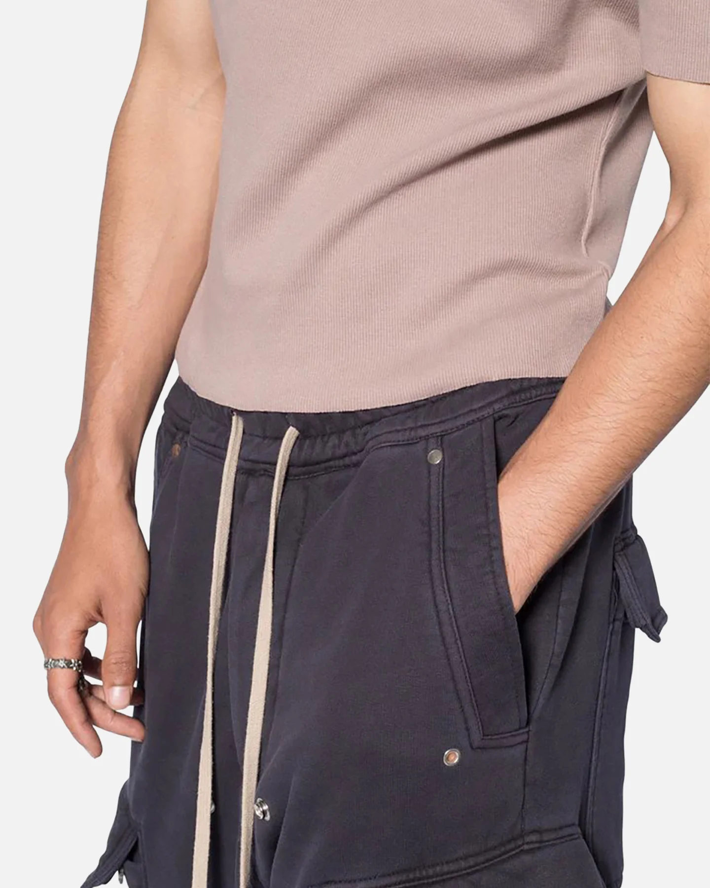 MNML Fitted Ribbed T-Shirt Mauve - Image 5