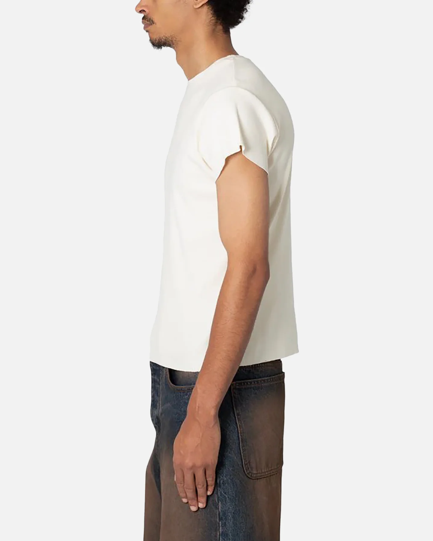 MNML Fitted Ribbed T-Shirt Off White - Image 3