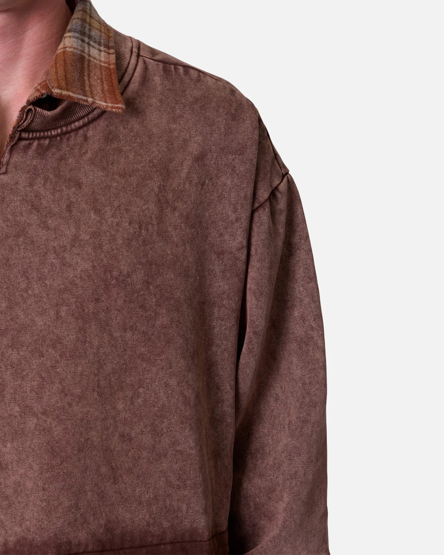 MNML Flannel Crew Pullover Sweater Brown - Image 5