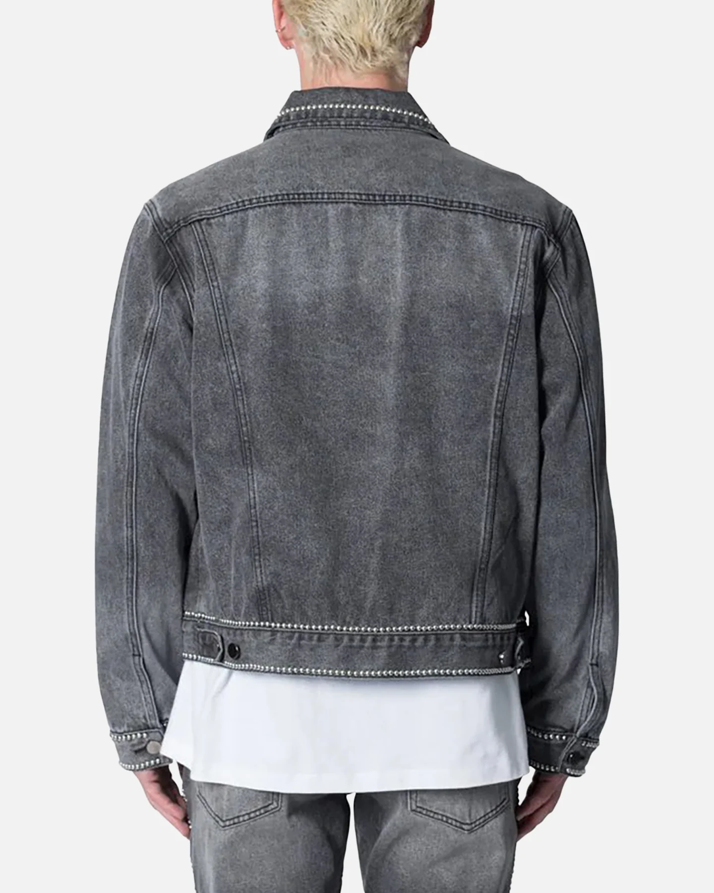 MNML Flat Studded Trucker Jacket Black - Image 4
