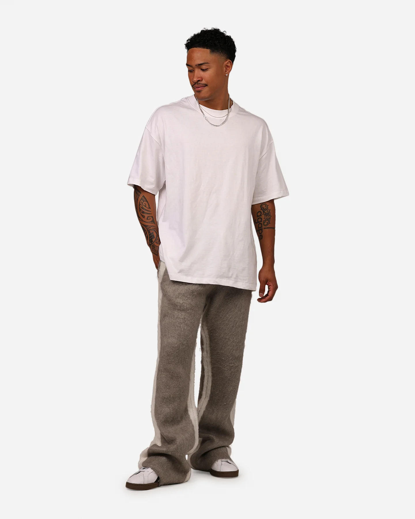 MNML Fuzzy Stripe Sweatpants Grey - Image 2