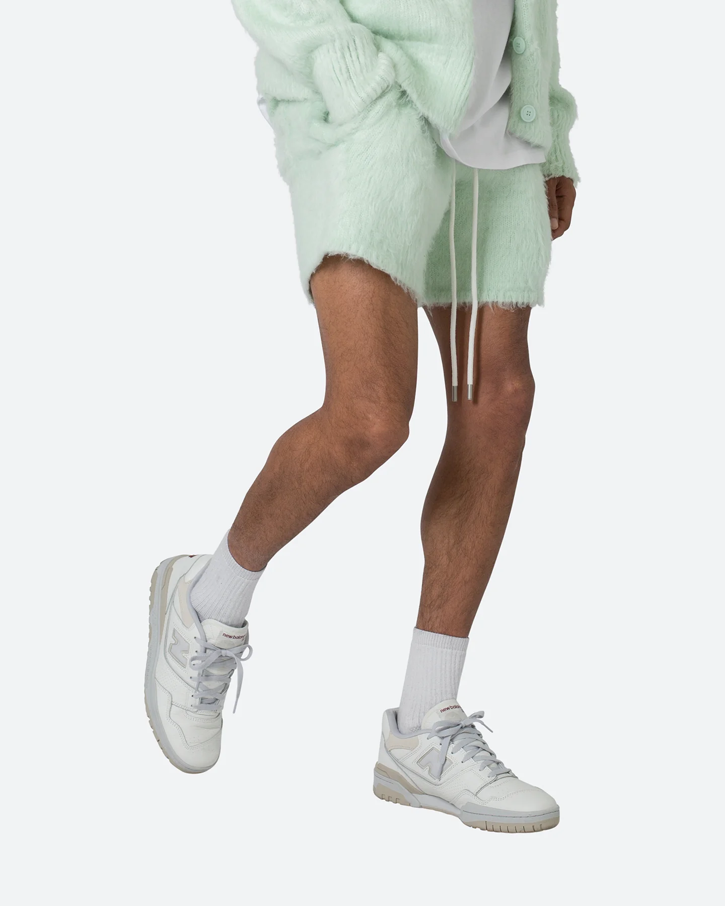 MNML Fuzzy Sweat Shorts Mint - Image 4
