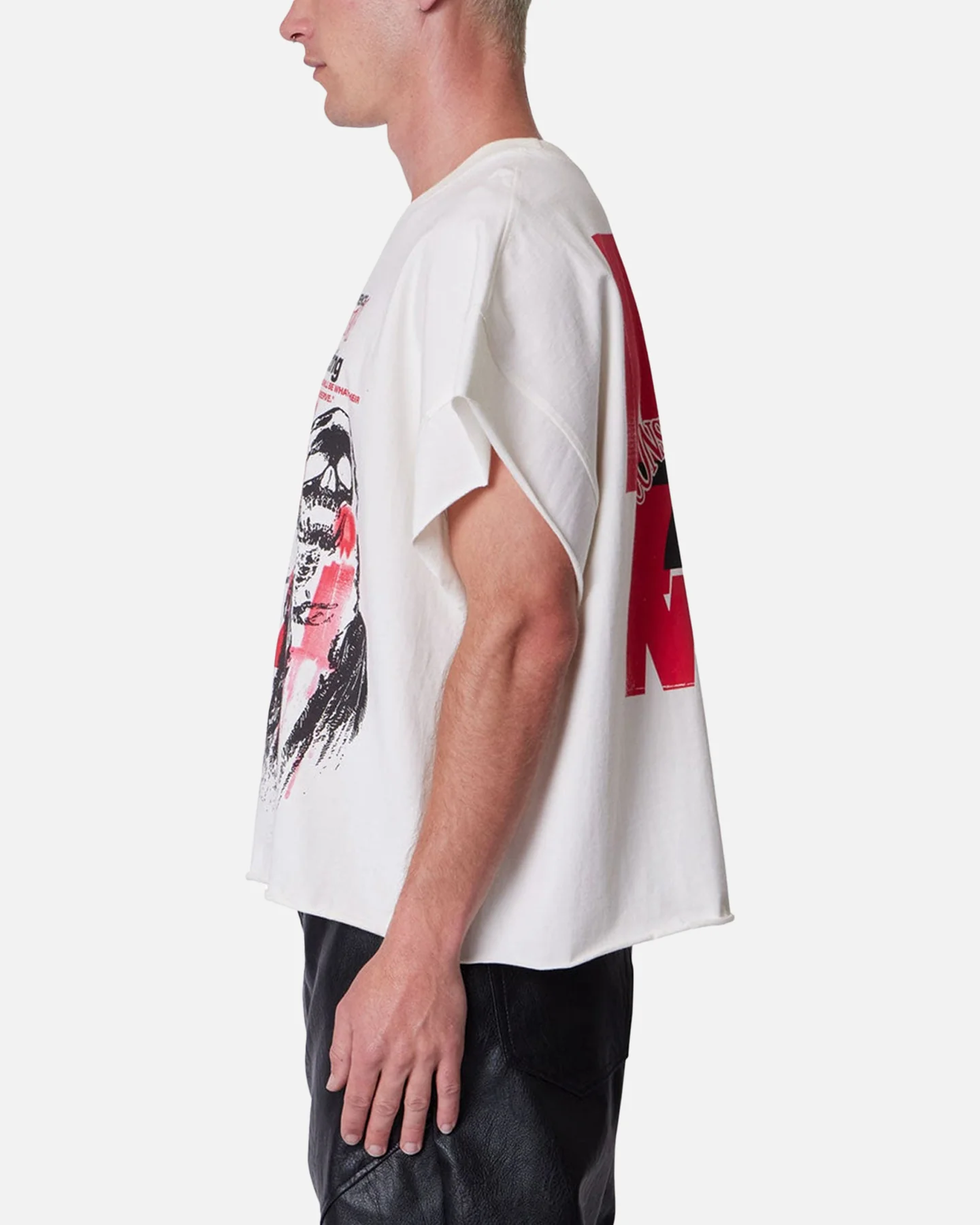 MNML Grim Cutoff Muscle T-Shirt Off White - Image 3