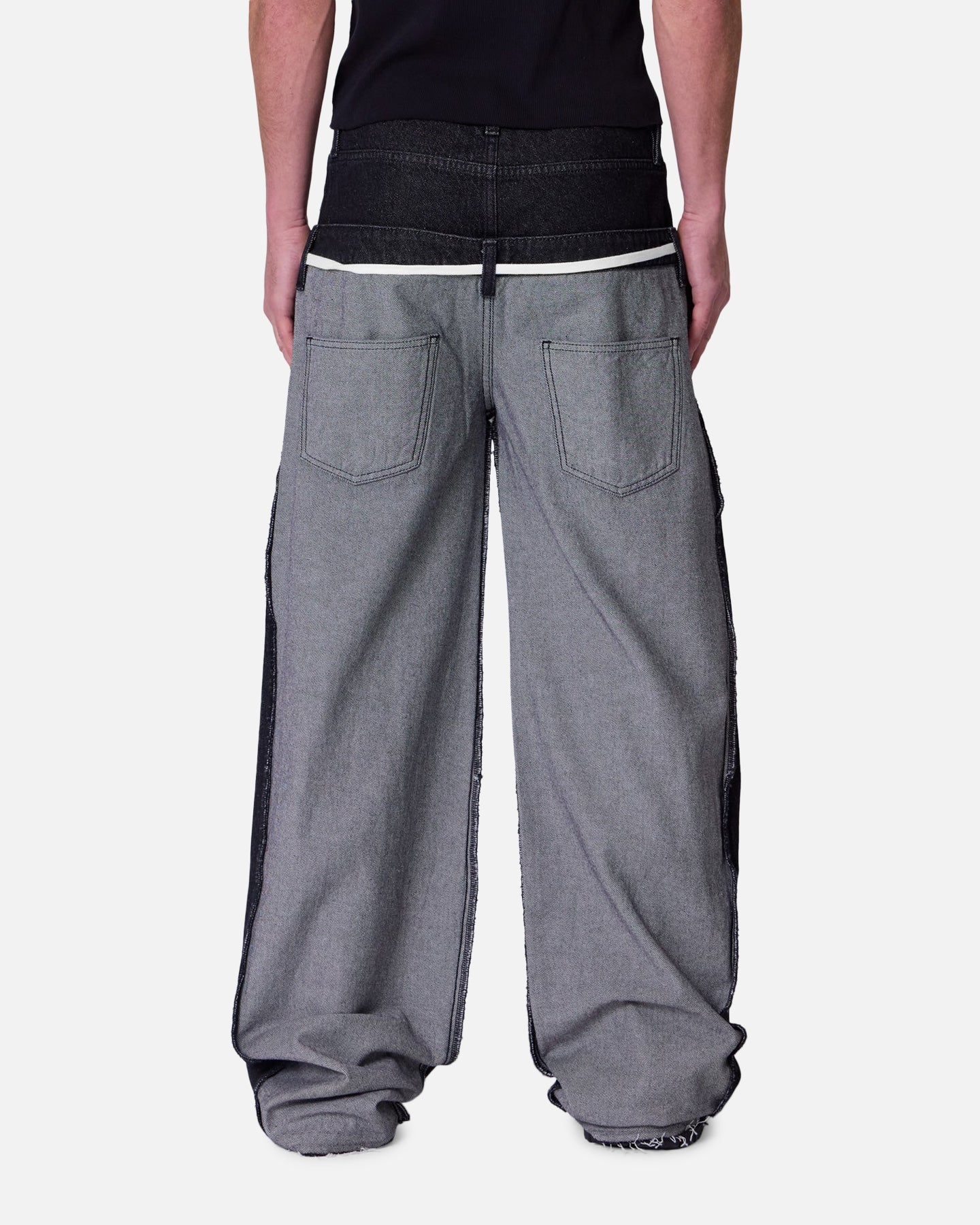 MNML Inside Out Slip Off Denim Pants Washed Black - Image 4