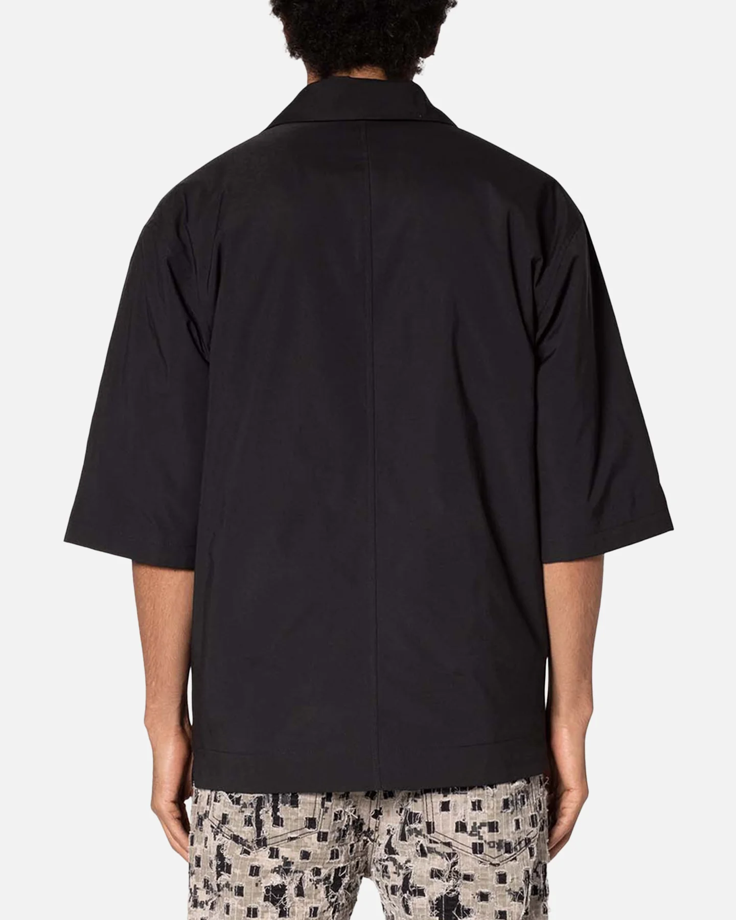 MNML Lined Woven Nylon Button Up Shirt Black - Image 4