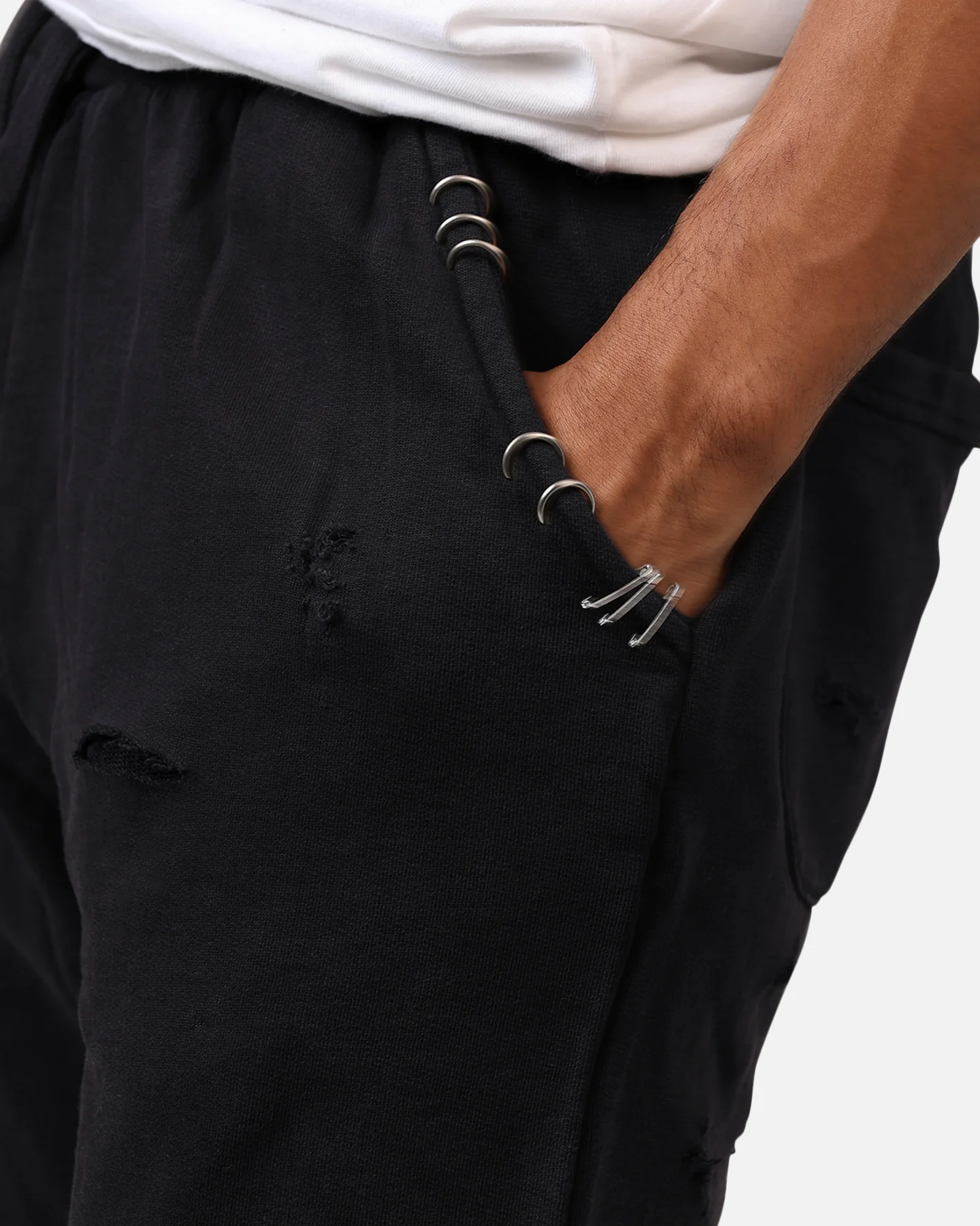 MNML Metal Ring Flared Sweatpants Black - Image 7