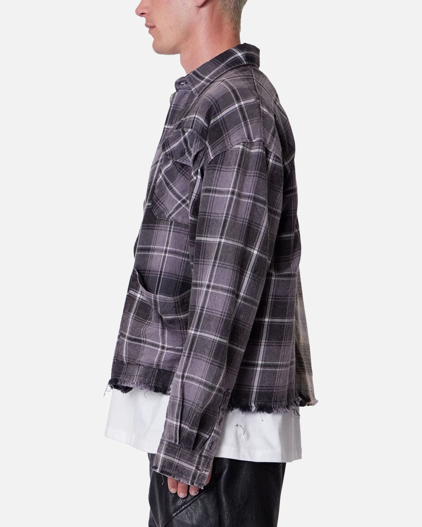 MNML Mixed Flannel Button Up Shirt Olive/Brown - Image 3