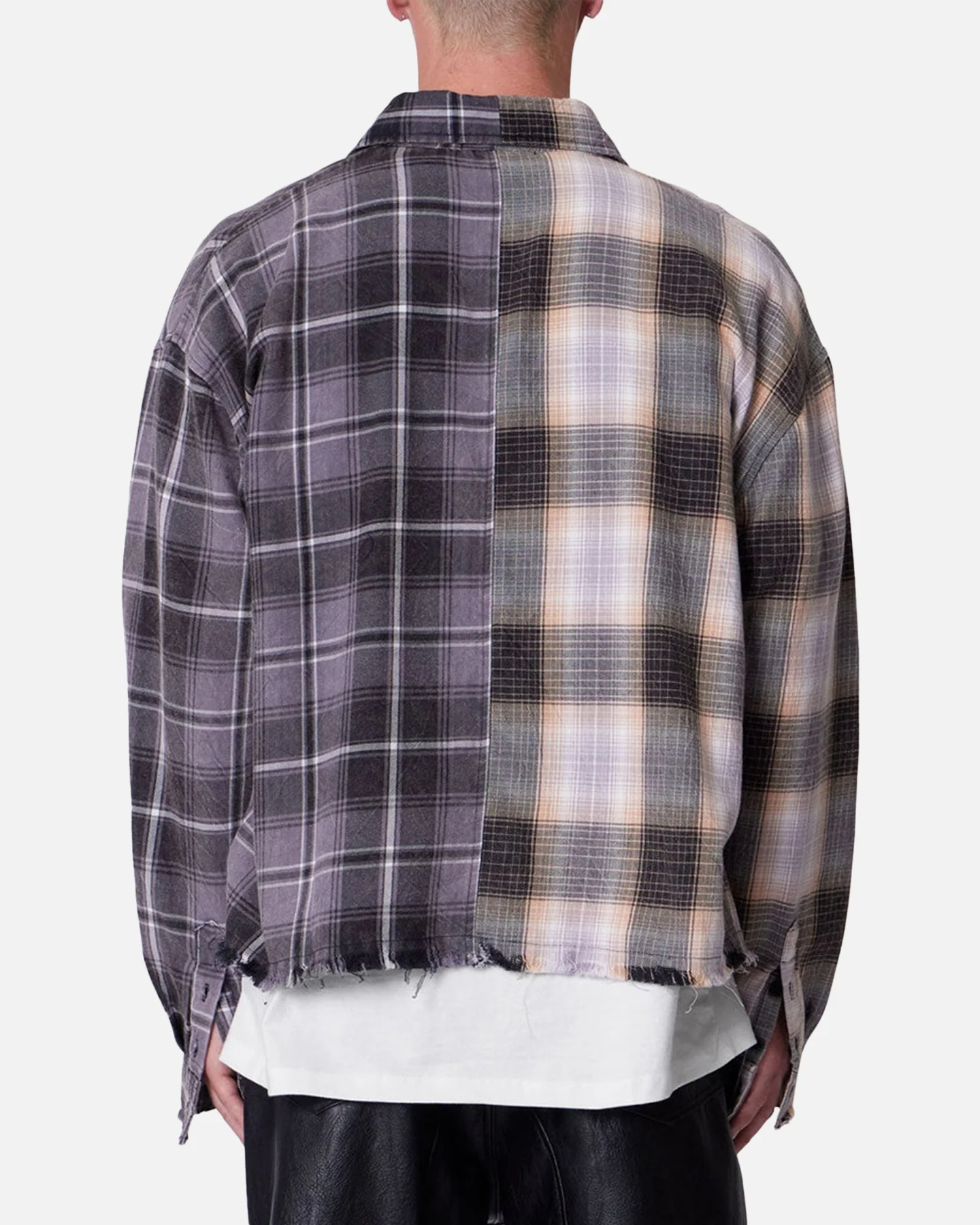 MNML Mixed Flannel Button Up Shirt Olive/Brown - Image 4