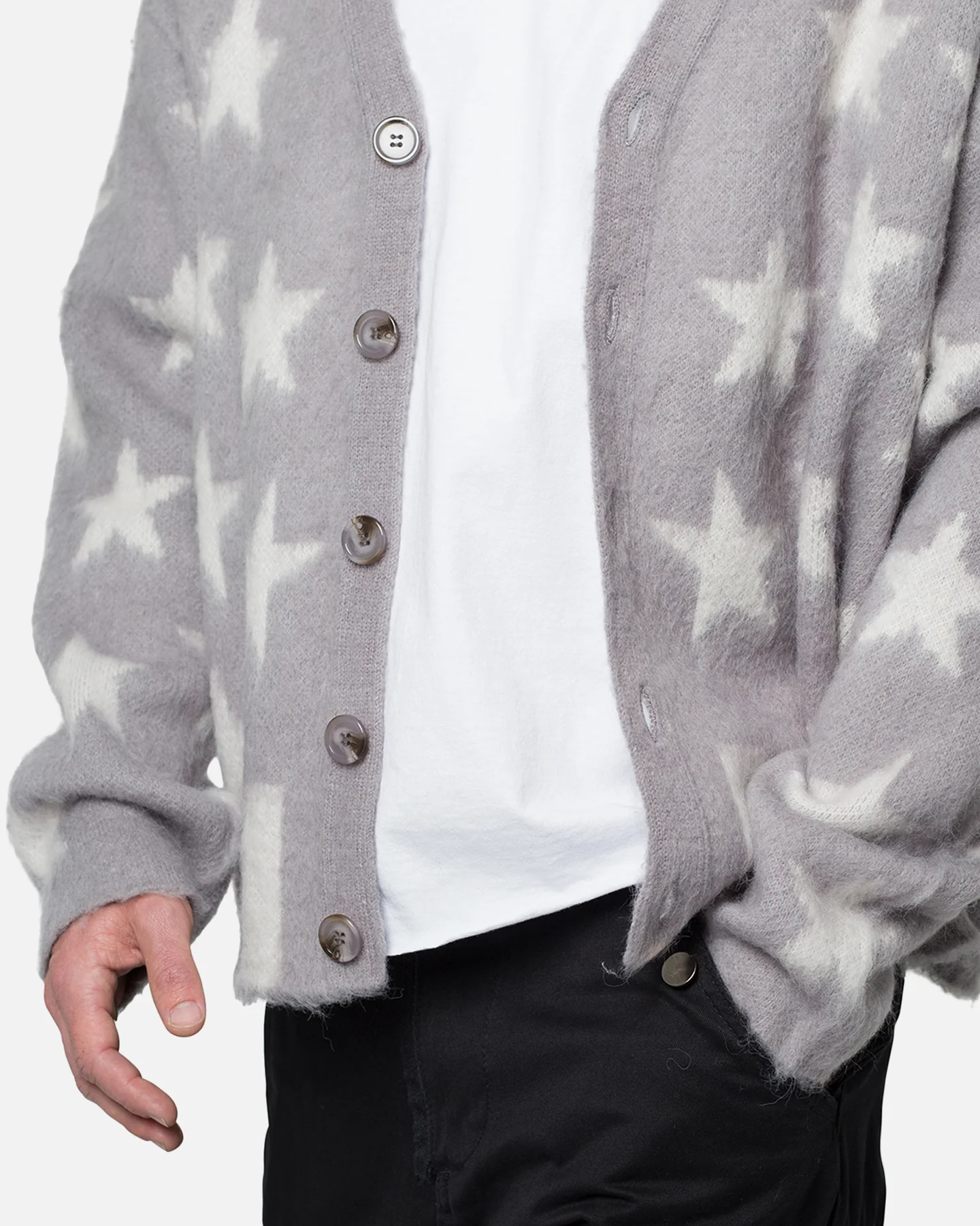 MNML Mohair Cardigan Sweater Grey - Image 6
