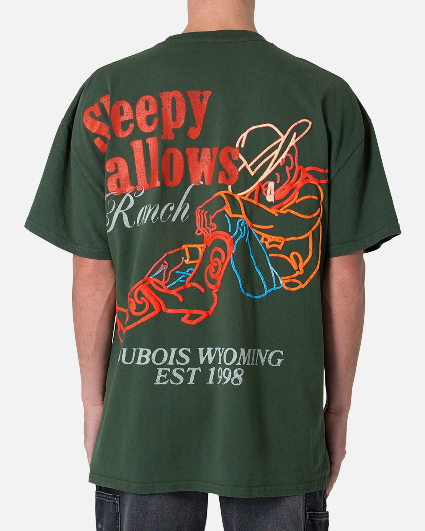 MNML Neon Cowboy T-Shirt Green - Image 4