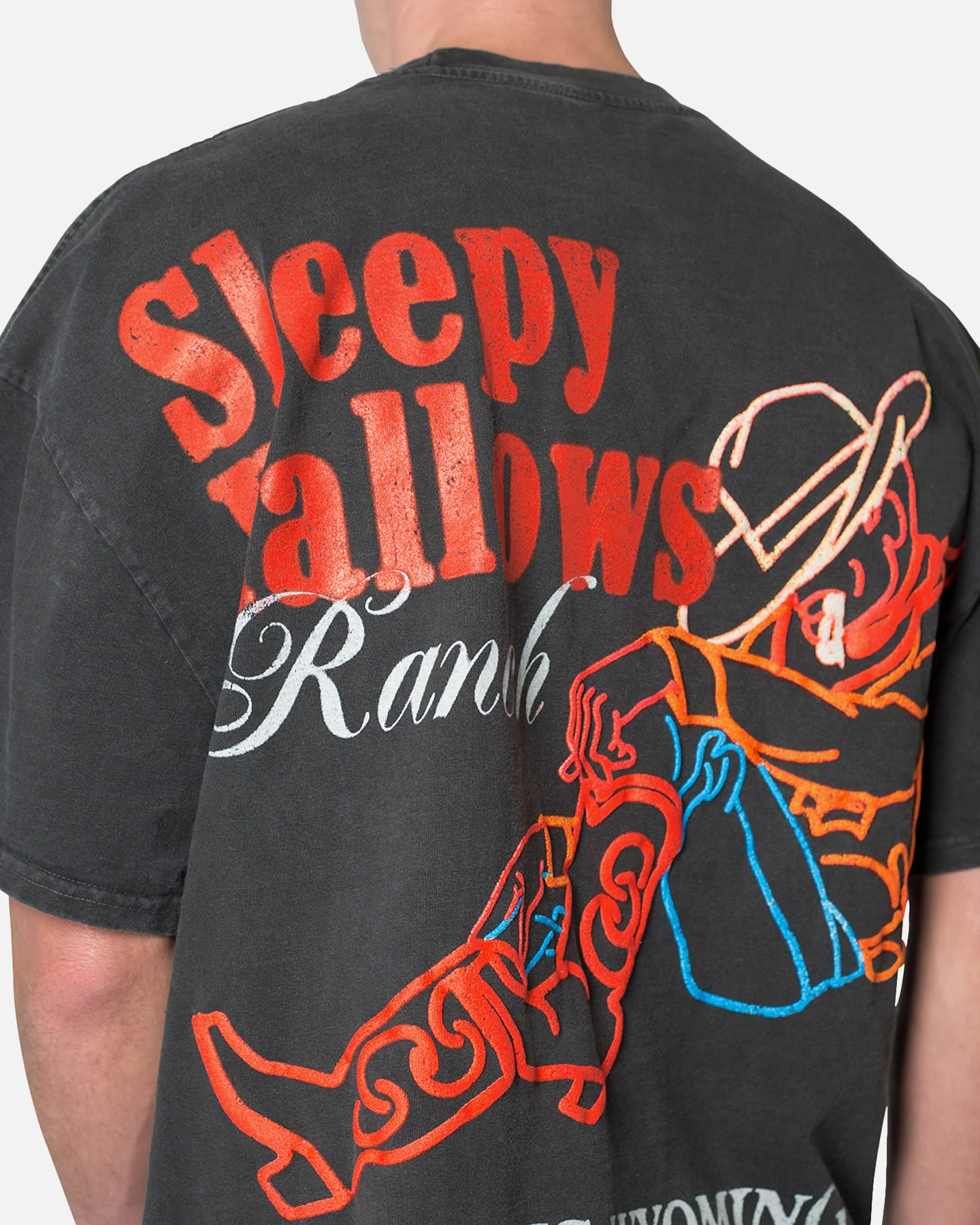 MNML Neon Cowboy T-Shirt Washed Black - Image 5