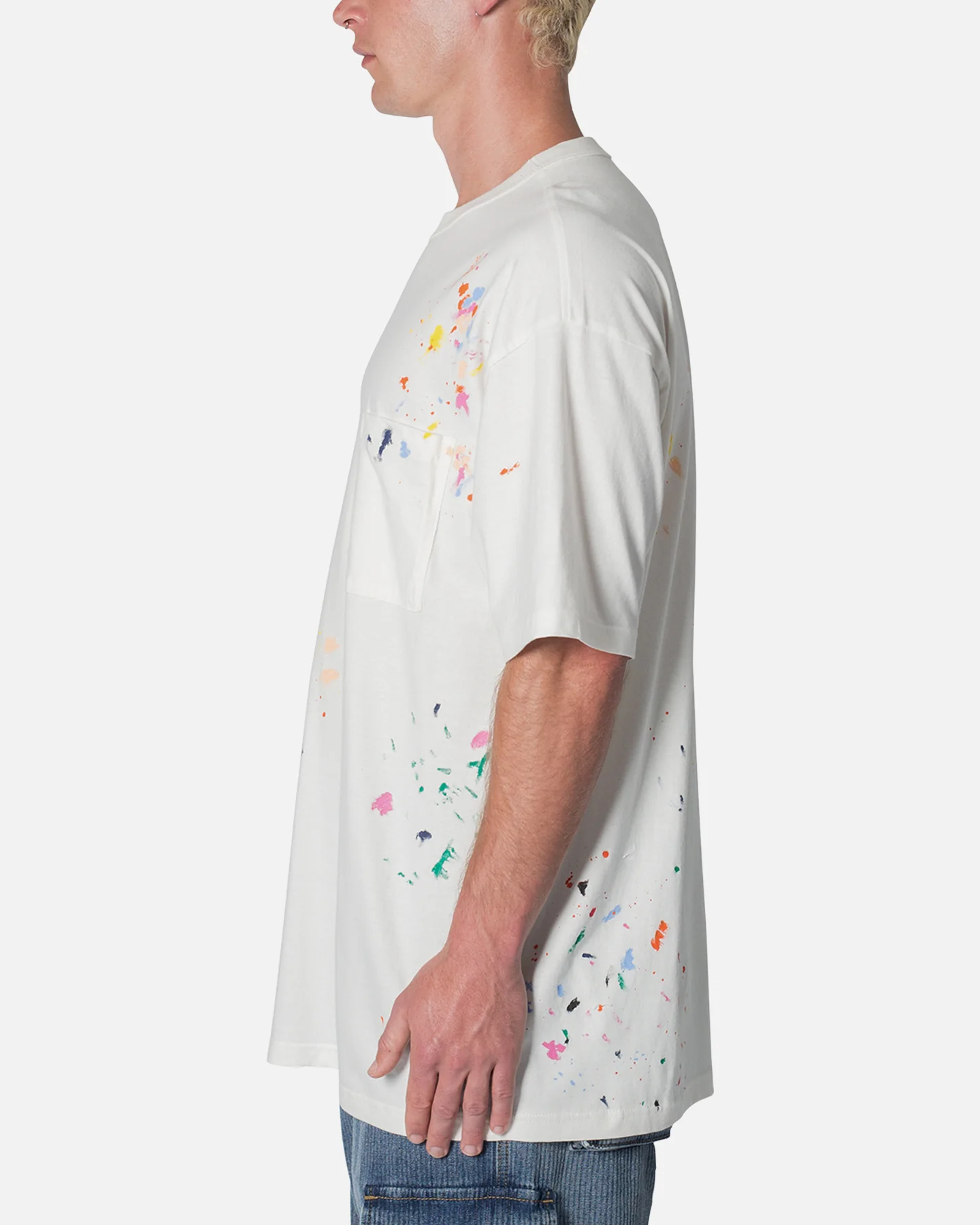 MNML Paint Splatter T-Shirt Off White - Image 3