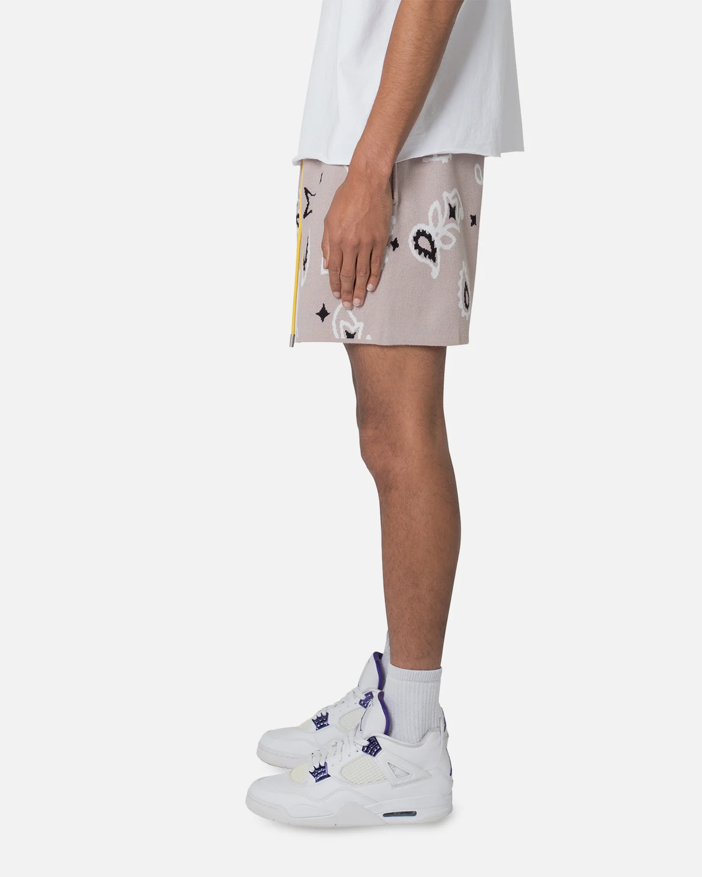 MNML Paisley Knit Shorts Taupe - Image 3