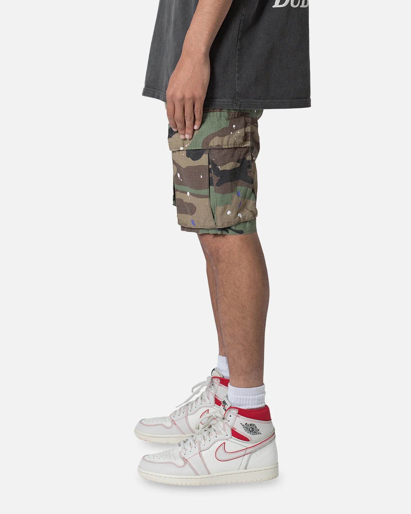 MNML Panelled Cargo Shorts Camo - Image 3
