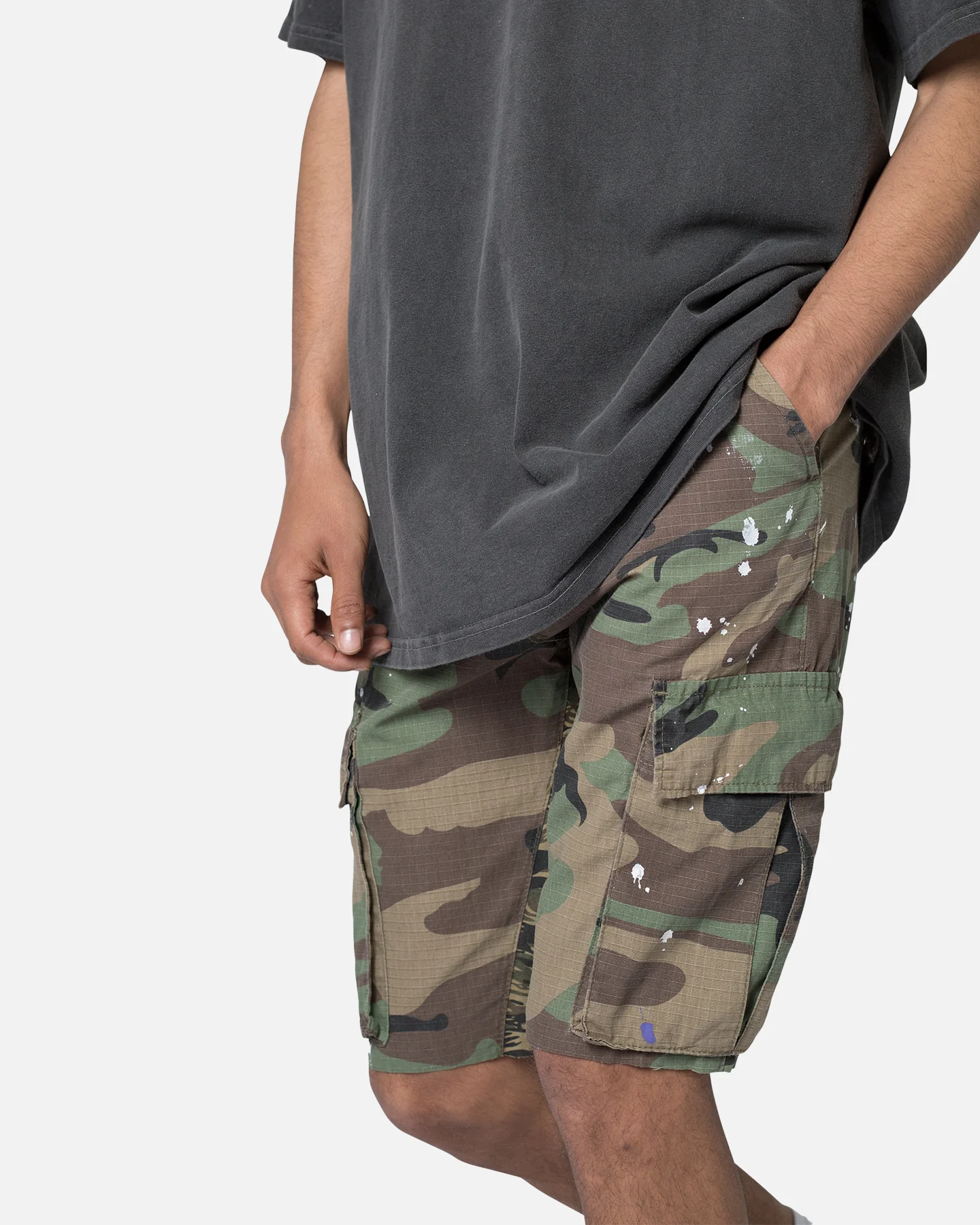 MNML Panelled Cargo Shorts Camo - Image 5